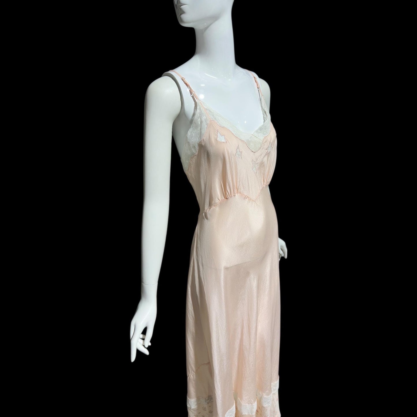 MONDAINE vintage 1930s Nightgown Slip Dress: pink silk night dress lingerie