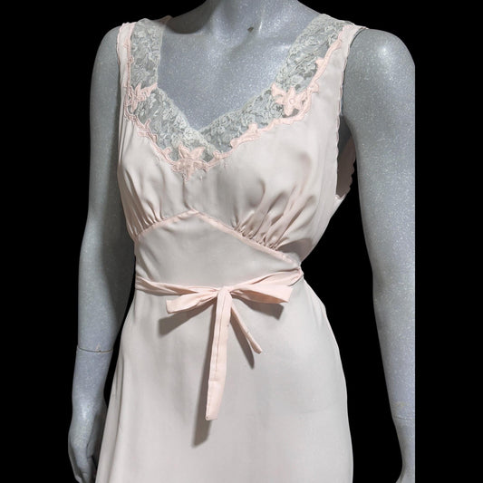 I. MAGNIN 1940s vintage Pink bias cut Nightgown: Old Hollywood Slip Dress