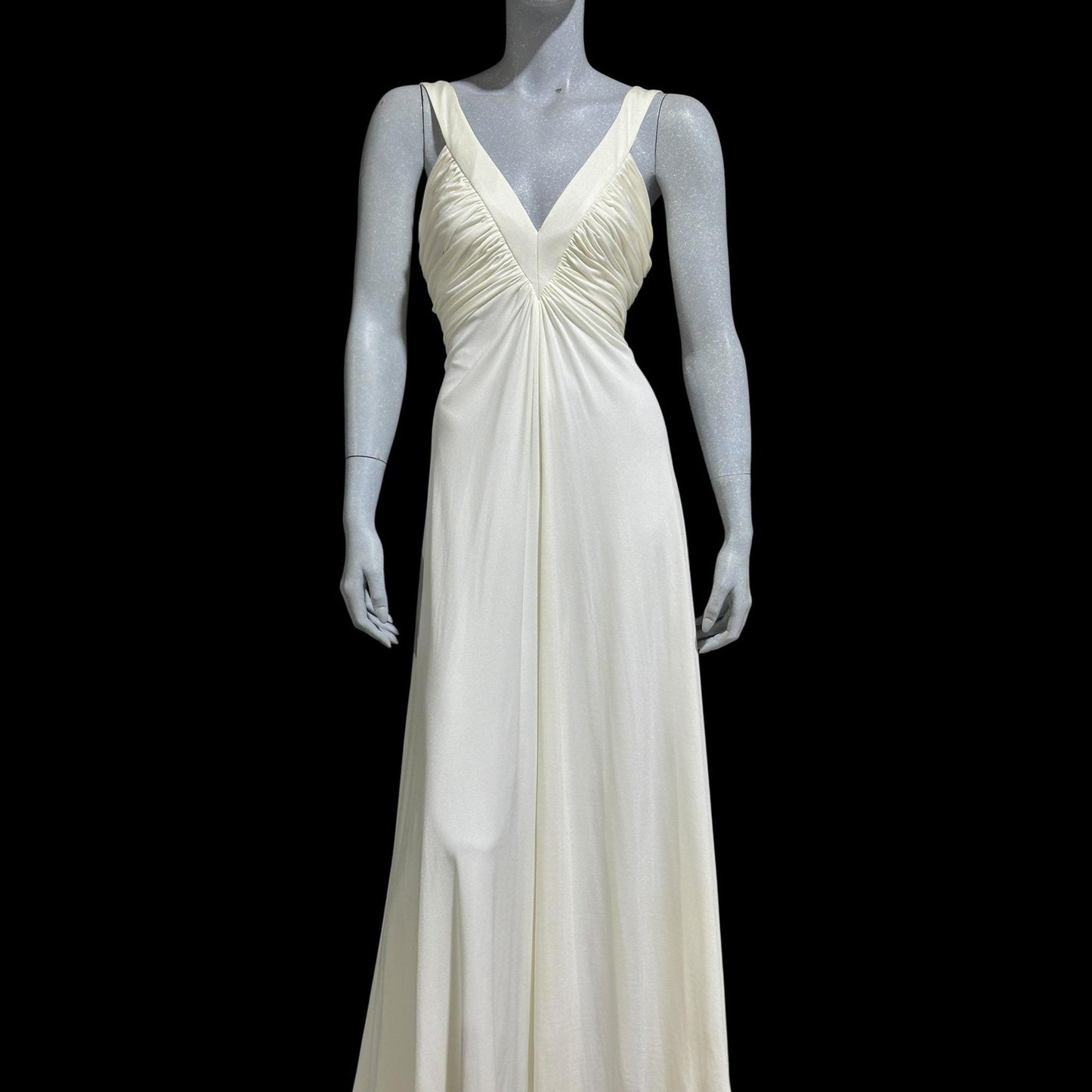 ESTEVEZ Vintage 1970s evening dress gown, white jersey knit Grecian Goddess wedding gown