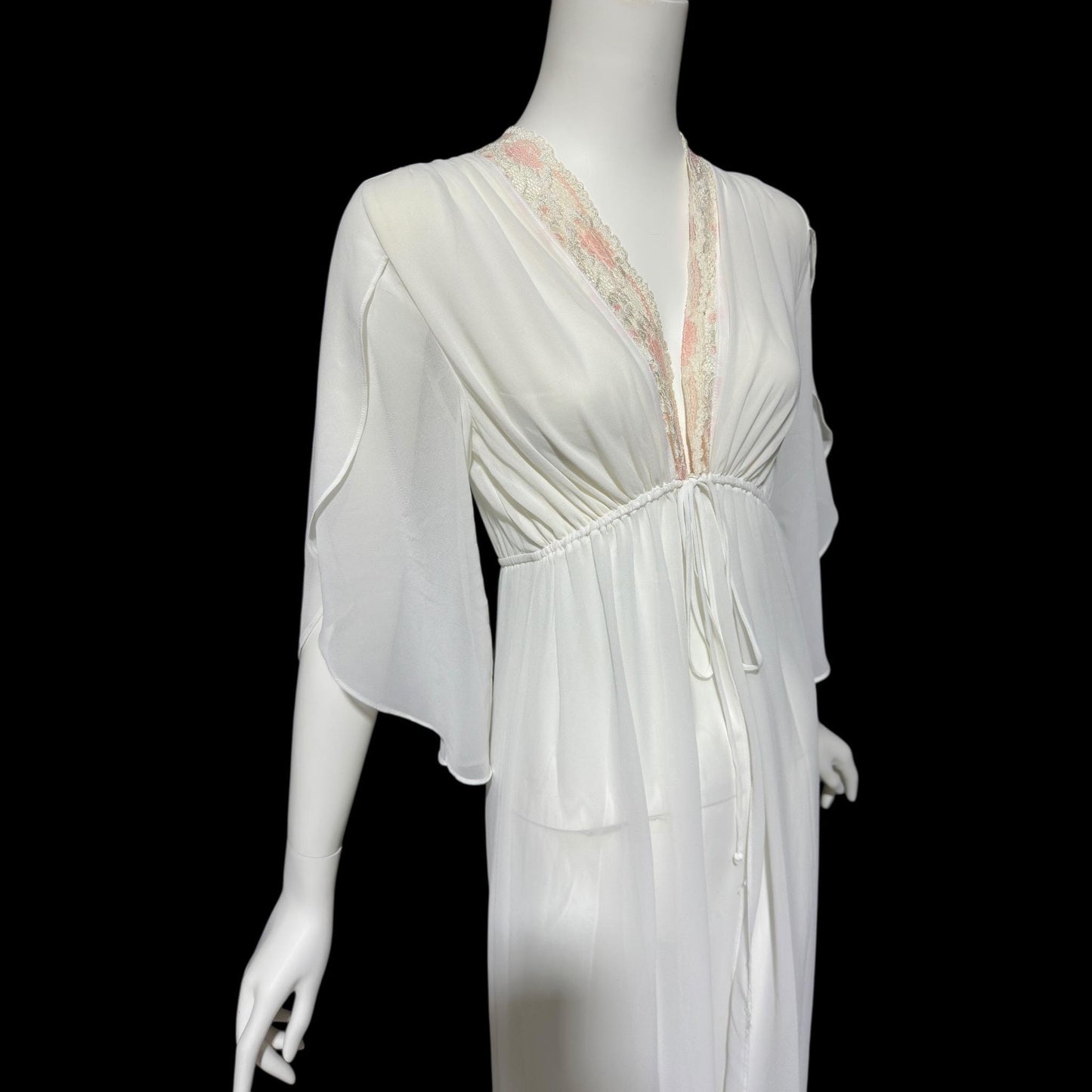 JONQUIL Diane Samandi dressing gown, vintage 1990s amazingly sheer feather weight bridal Robe