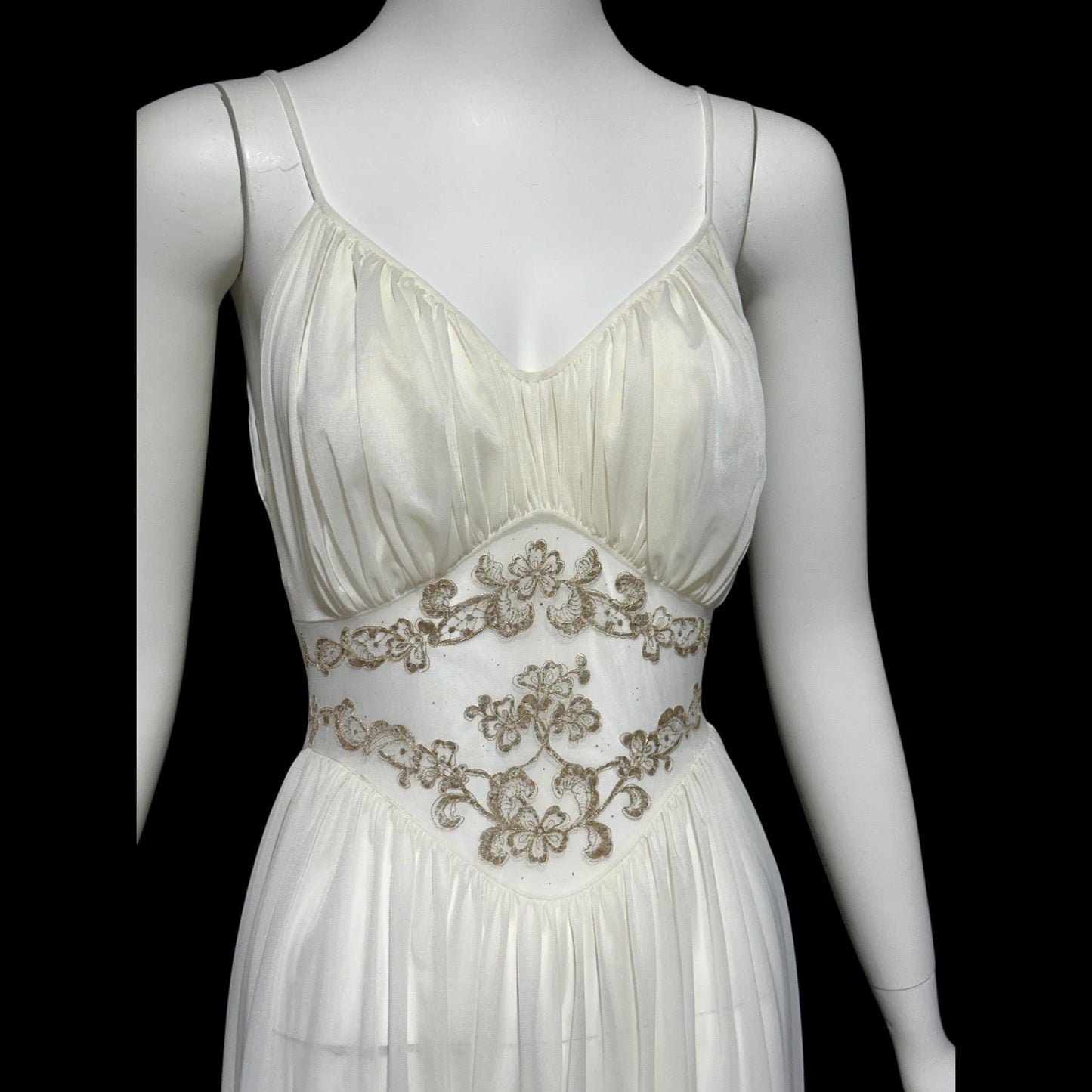 ROGERS vintage 1950s nightgown slip dress, ethereal white chiffon full length wedding night gown