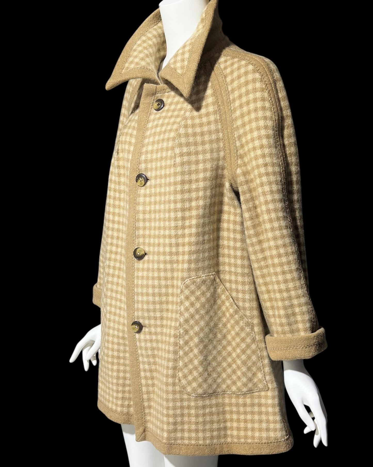 COUNTRY PACER, vintage 1960s Mod swing jacket, reversible double faced wool, button front coat