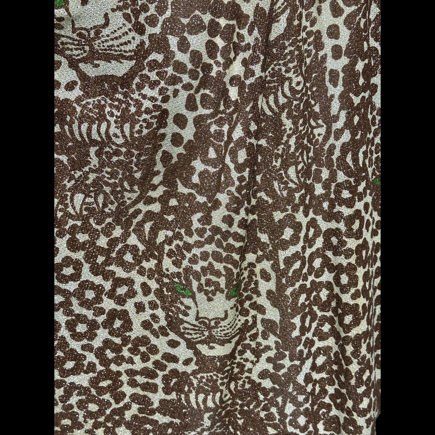 TAMMY vintage 1970s lurex maxi dress, slinky leopard animal print metallic knit party dress