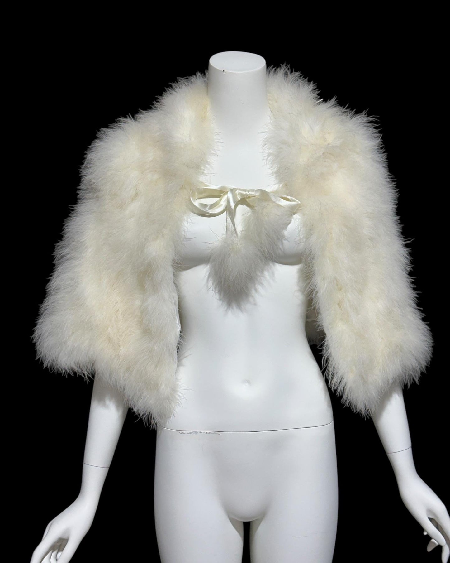 ALFRED ANGELO, vintage 1980s bridal stole, Snowy white marabou wedding capelet evening stole