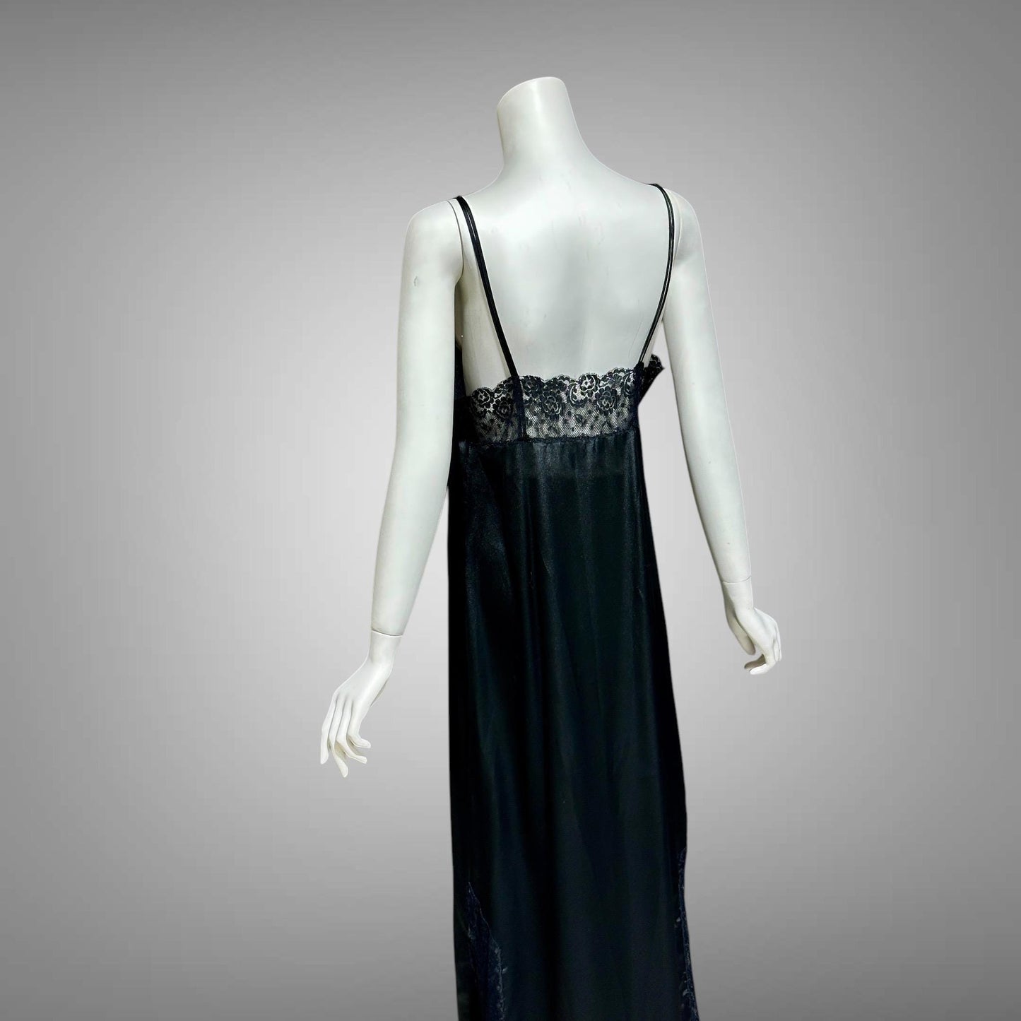 CHLOE Lingerie, vintage 1990s nightgown slip dress, black shift negligee