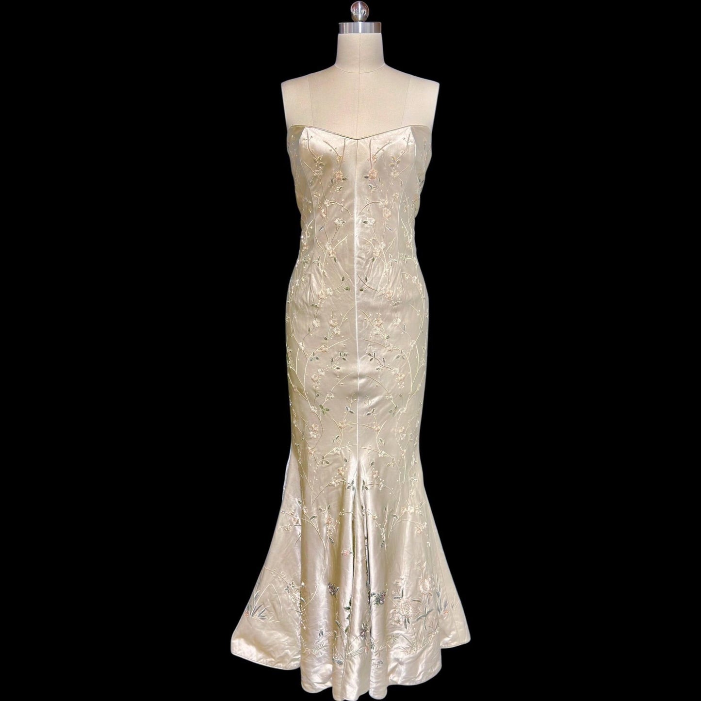 EAVIS & BROWN vintage 1990s evening dress, Beaded all silk strapless mermaid slip dress