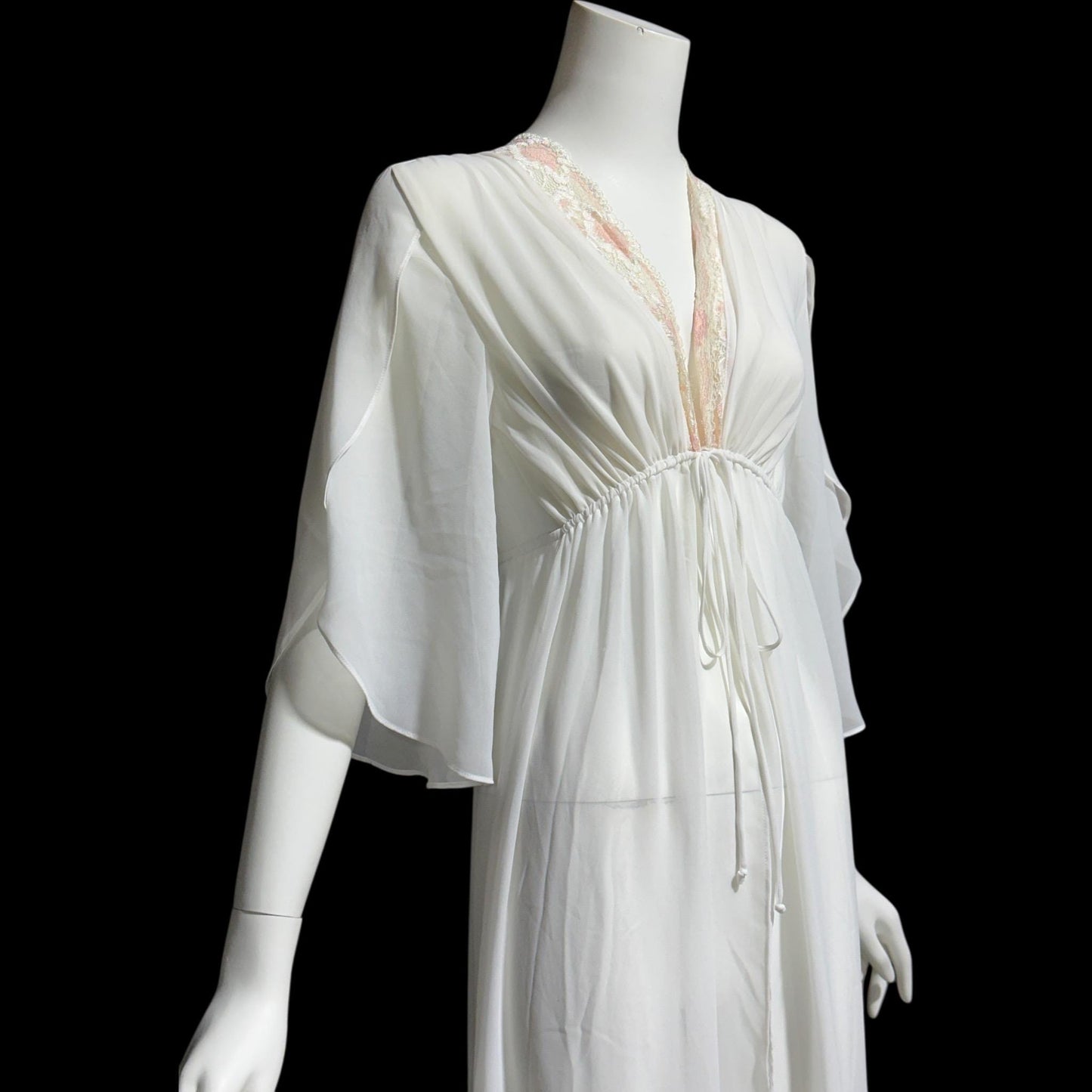 JONQUIL Diane Samandi dressing gown, vintage 1990s amazingly sheer feather weight bridal Robe