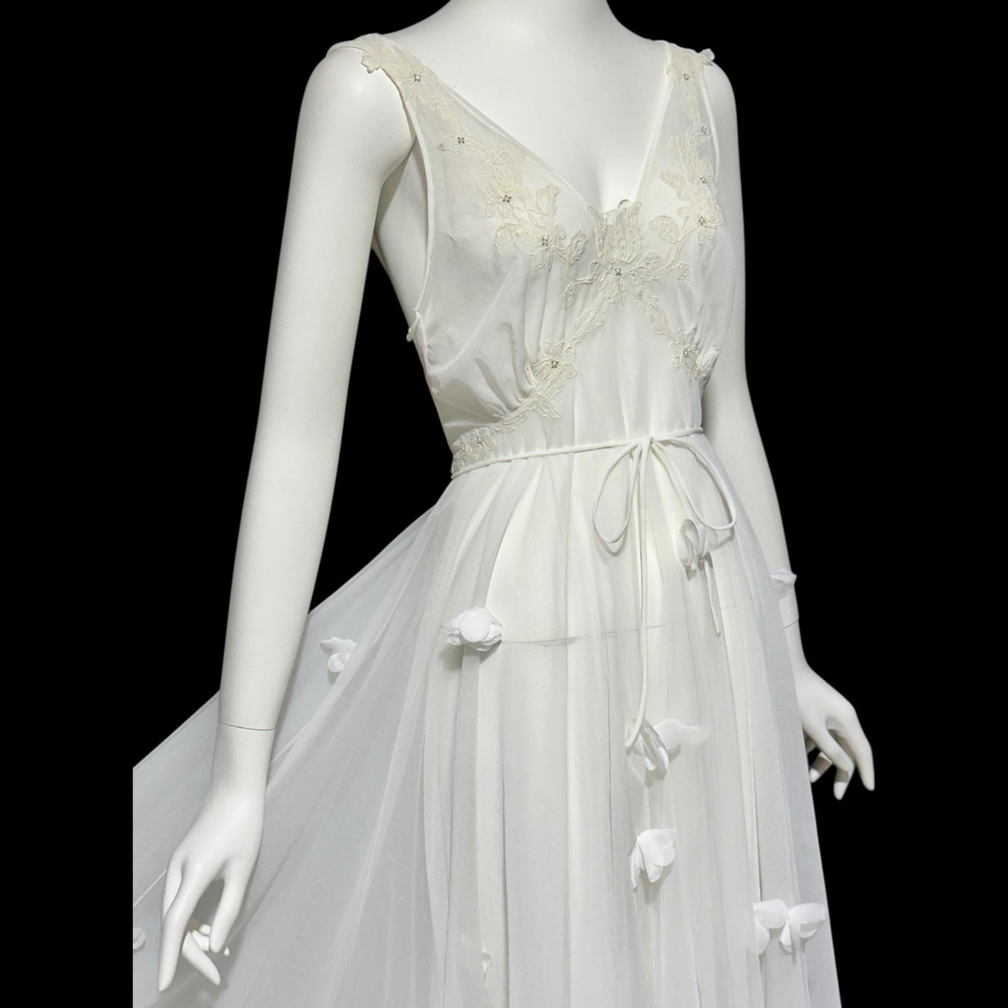 BEAU MONDE vintage 1950s slip dress, Max Schwartz ethereal sheer white double layer chiffon