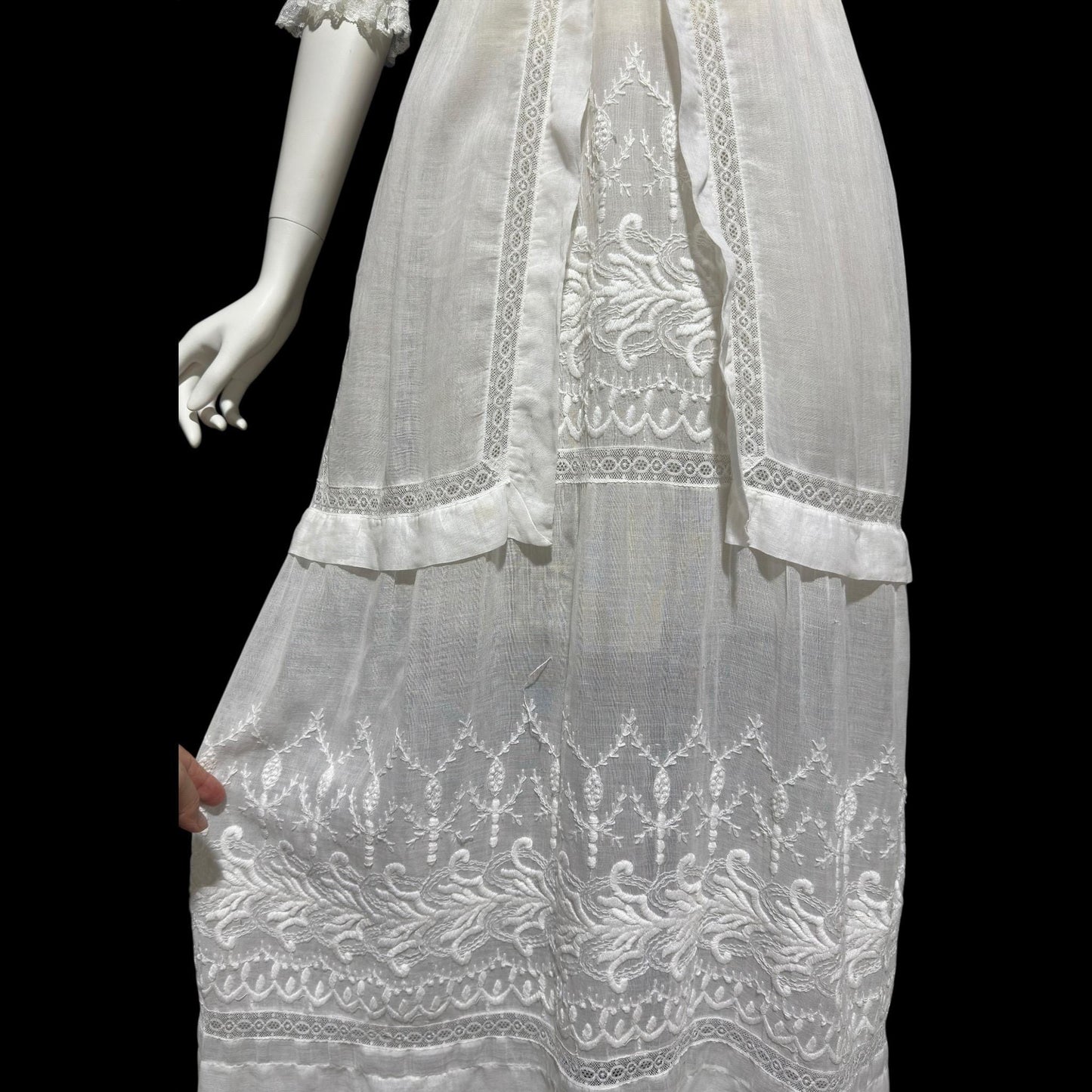 1900s Antique Victorian wedding dress, vintage white batiste cotton gown, Edwardian bride