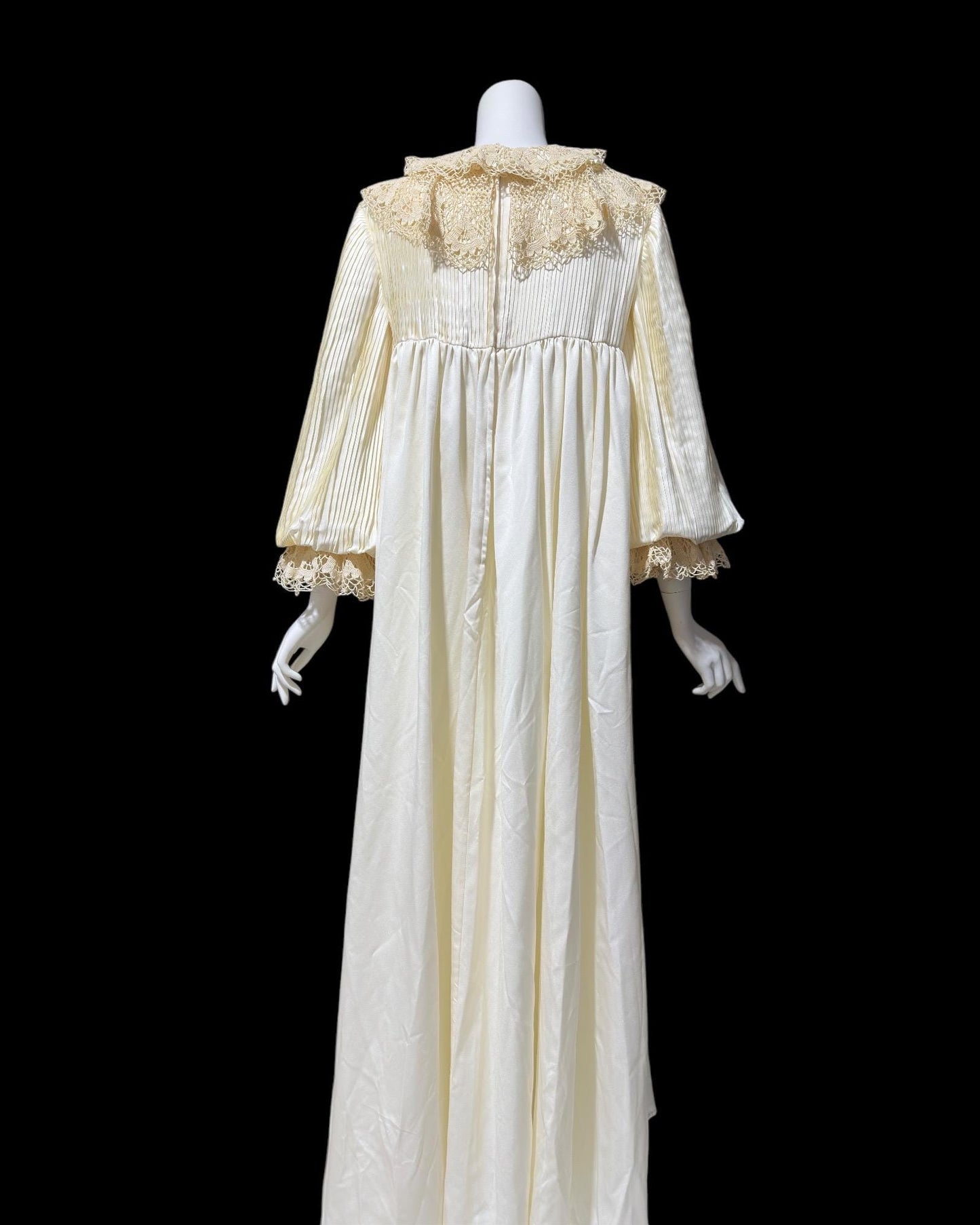 VONNIE REYNOLDS, vintage 1970s wedding dress, Martha Palm Beach, OOAK romantic victorian gown, pleated poet sleeve