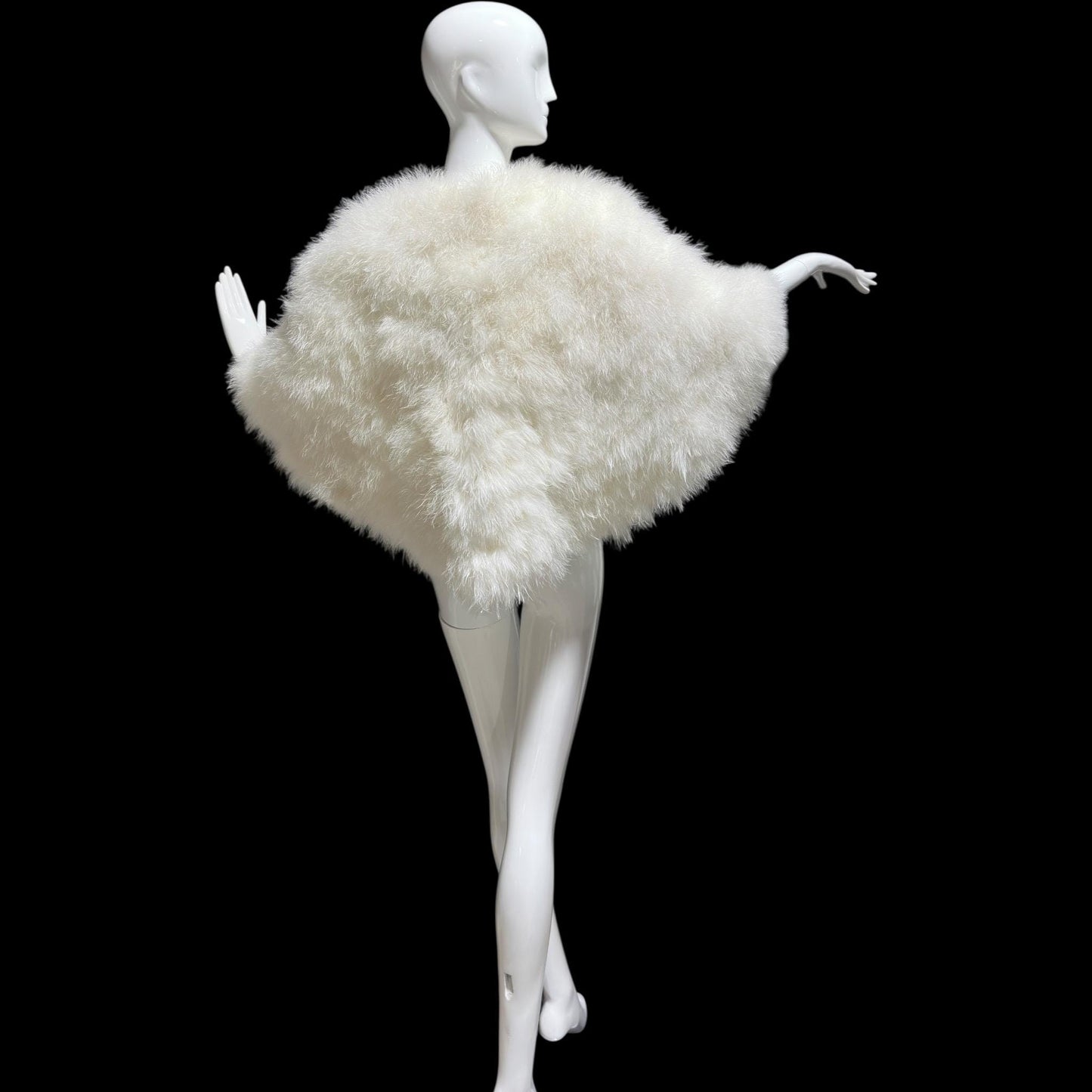 1960s Vintage feather cape jacket, Snowy white marabou wedding bridal capelet evening stole