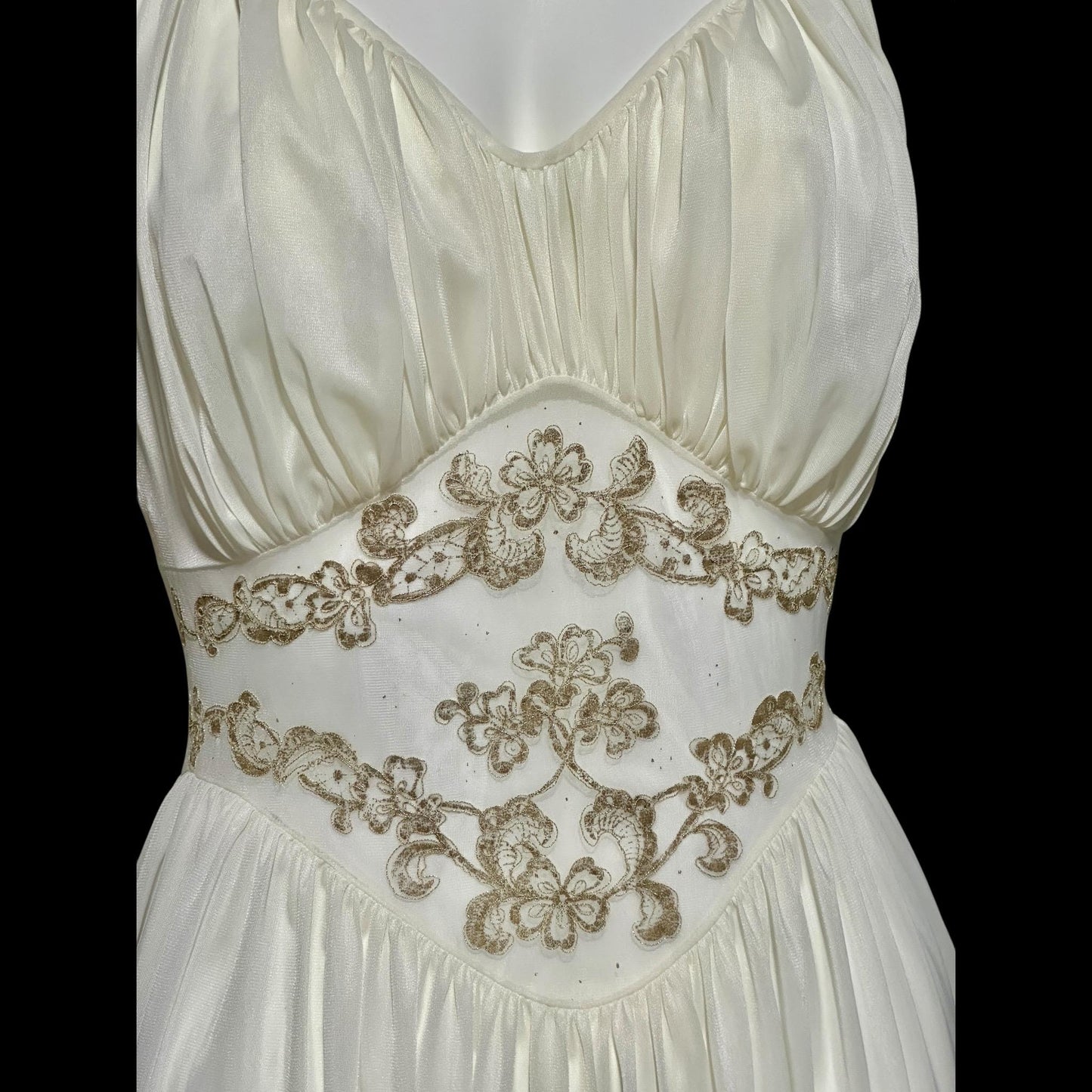 ROGERS vintage 1950s nightgown slip dress, ethereal white chiffon full length wedding night gown