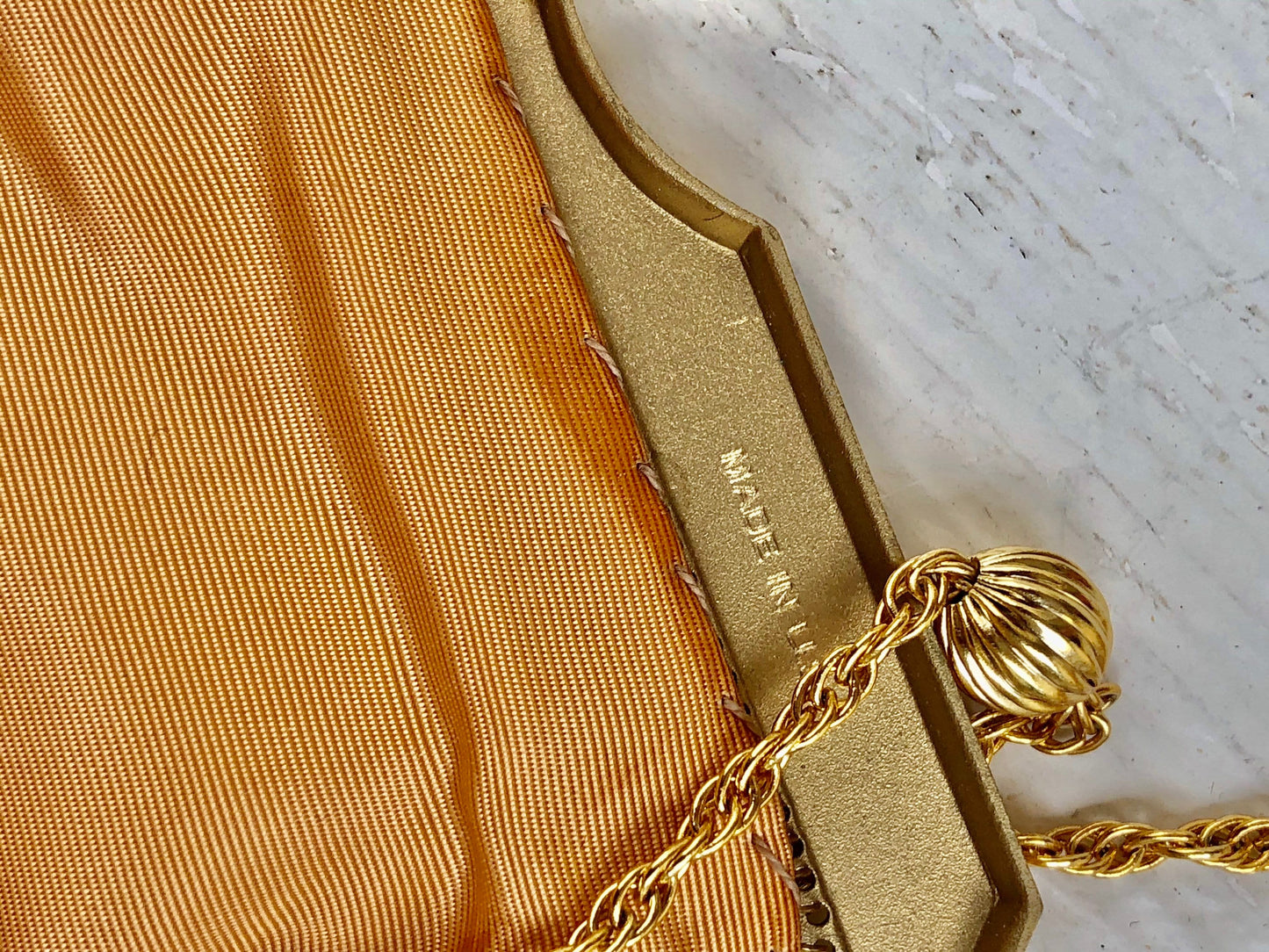 WHITING & DAVIS vintage 1960s mesh bag purse, gold mesh dance evening bag