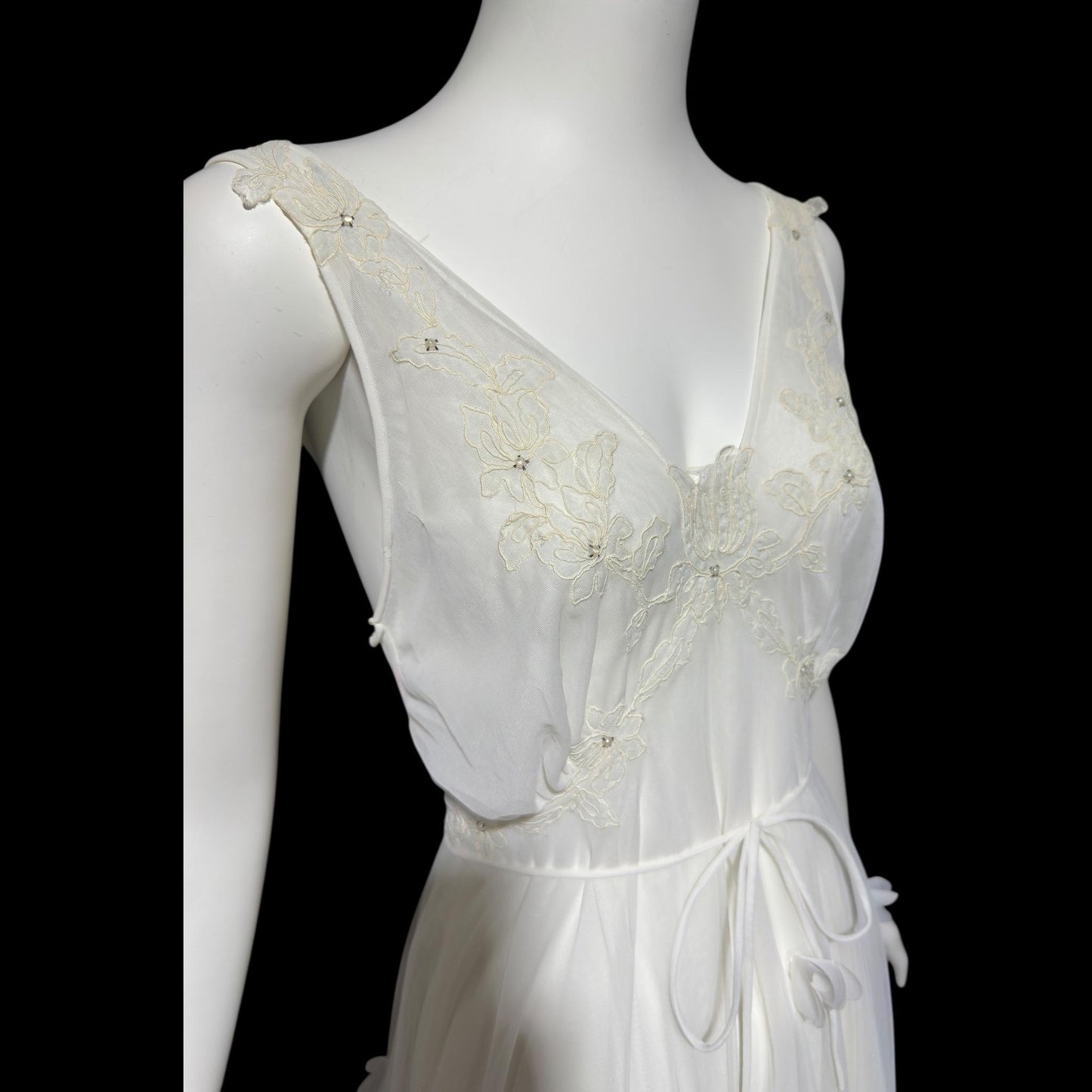 BEAU MONDE vintage 1950s slip dress, Max Schwartz ethereal sheer white double layer chiffon