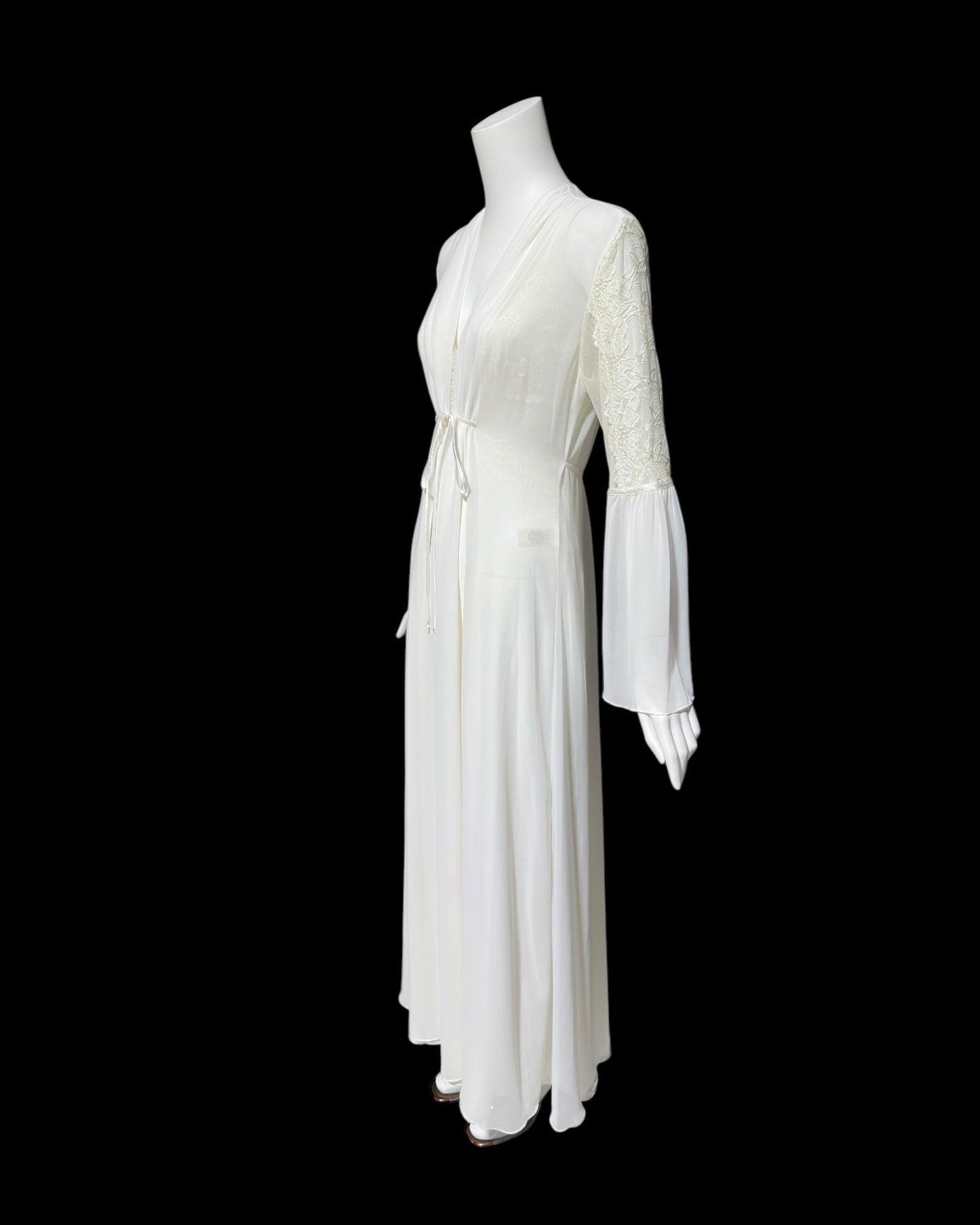 JONQUIL Diane Samandi, vintage 1980s nightgown robe set, White bridal peignoir dressing gown and slip dress