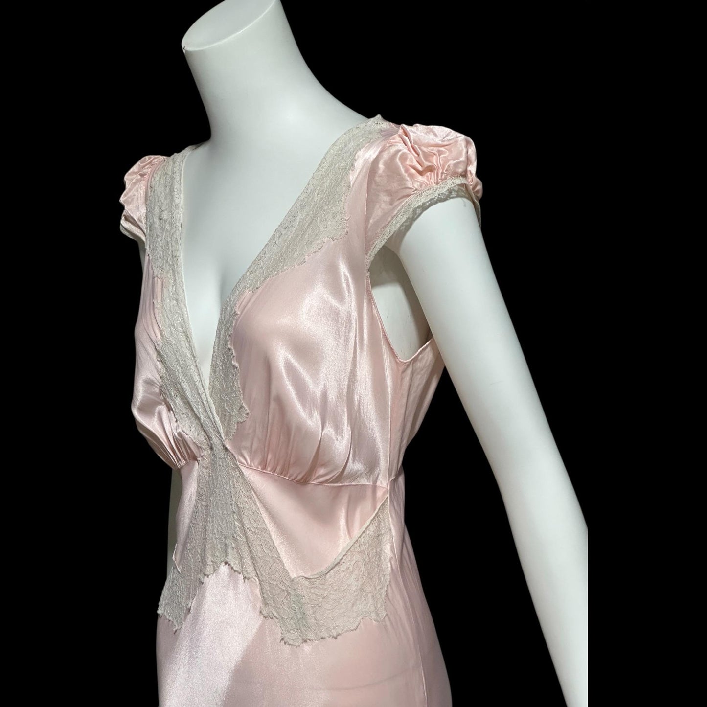 COUNTESS LAYNE, vintage 1940s nightgown slip dress, Petal pink bias cut rayon slip dress