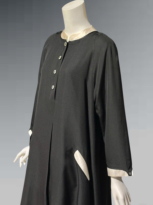 GEOFFREY BEENE, vintage 1980s cocktail party dress, Mod tent dress, black and white day dress