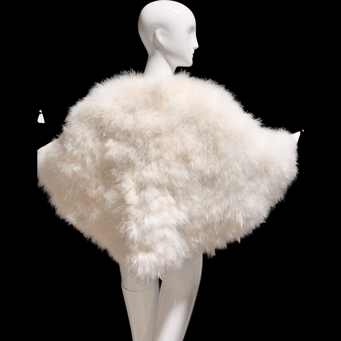 1960s Vintage feather cape jacket, Snowy white marabou wedding bridal capelet evening stole
