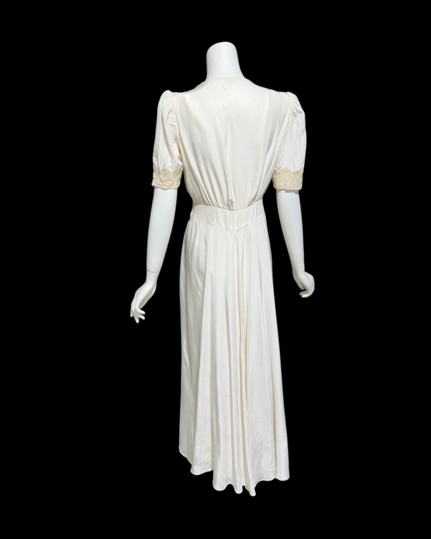 TULA, vintage 1940s peignoir set, white sheath slip dress robe set