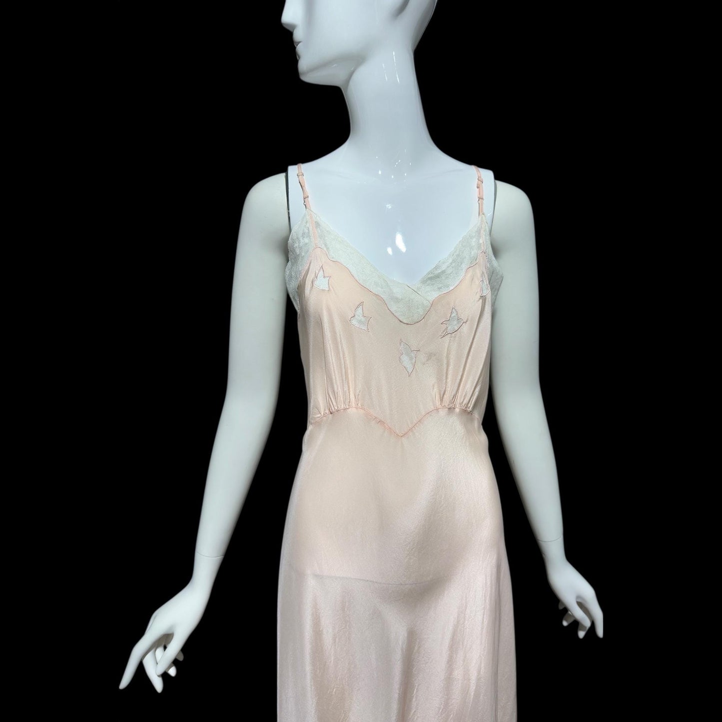 MONDAINE vintage 1930s Nightgown Slip Dress: pink silk night dress lingerie