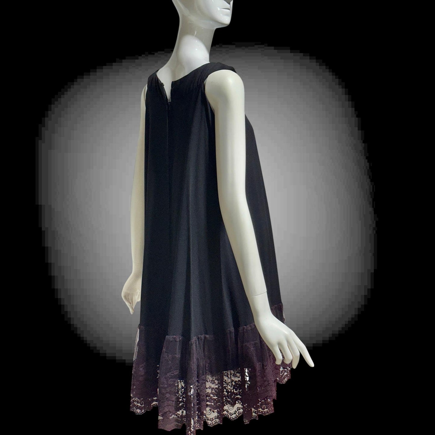 LILLI DIAMOND, vintage 1960s MOD cocktail dress, Black crepe shift trapeze tent party dress
