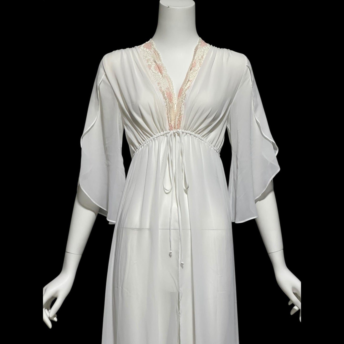 JONQUIL Diane Samandi dressing gown, vintage 1990s amazingly sheer feather weight bridal Robe