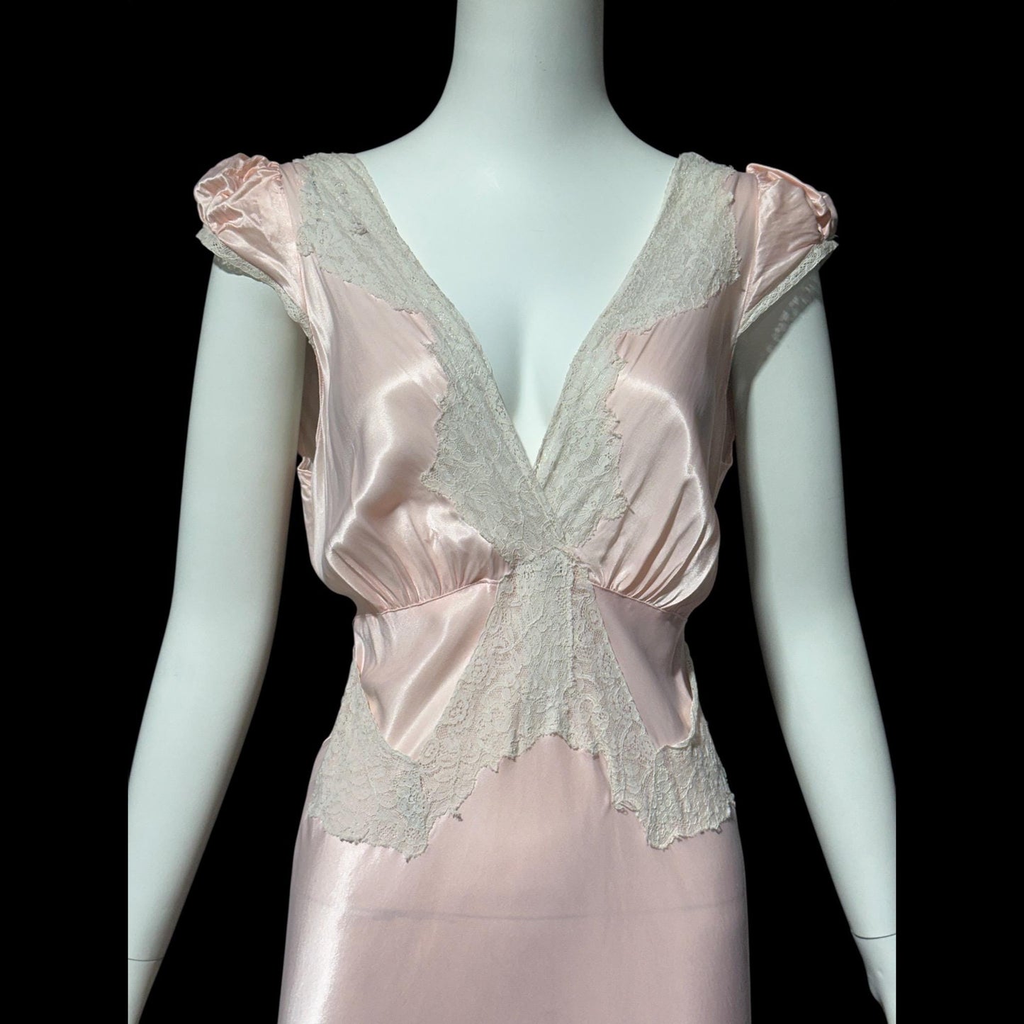 COUNTESS LAYNE, vintage 1940s nightgown slip dress, Petal pink bias cut rayon slip dress