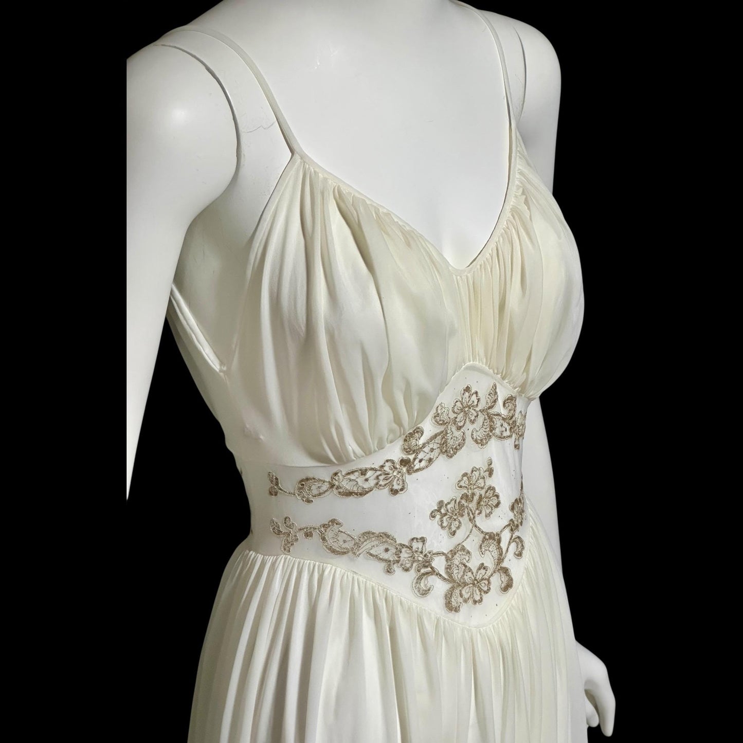 ROGERS vintage 1950s nightgown slip dress, ethereal white chiffon full length wedding night gown