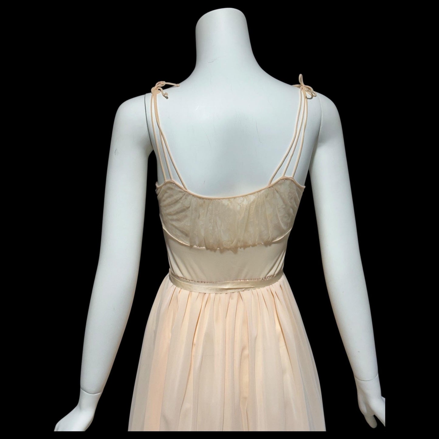 LUXITE KAYSER, vintage 1940s nightgown slip dress, sheer peach nylon full length night dress, small