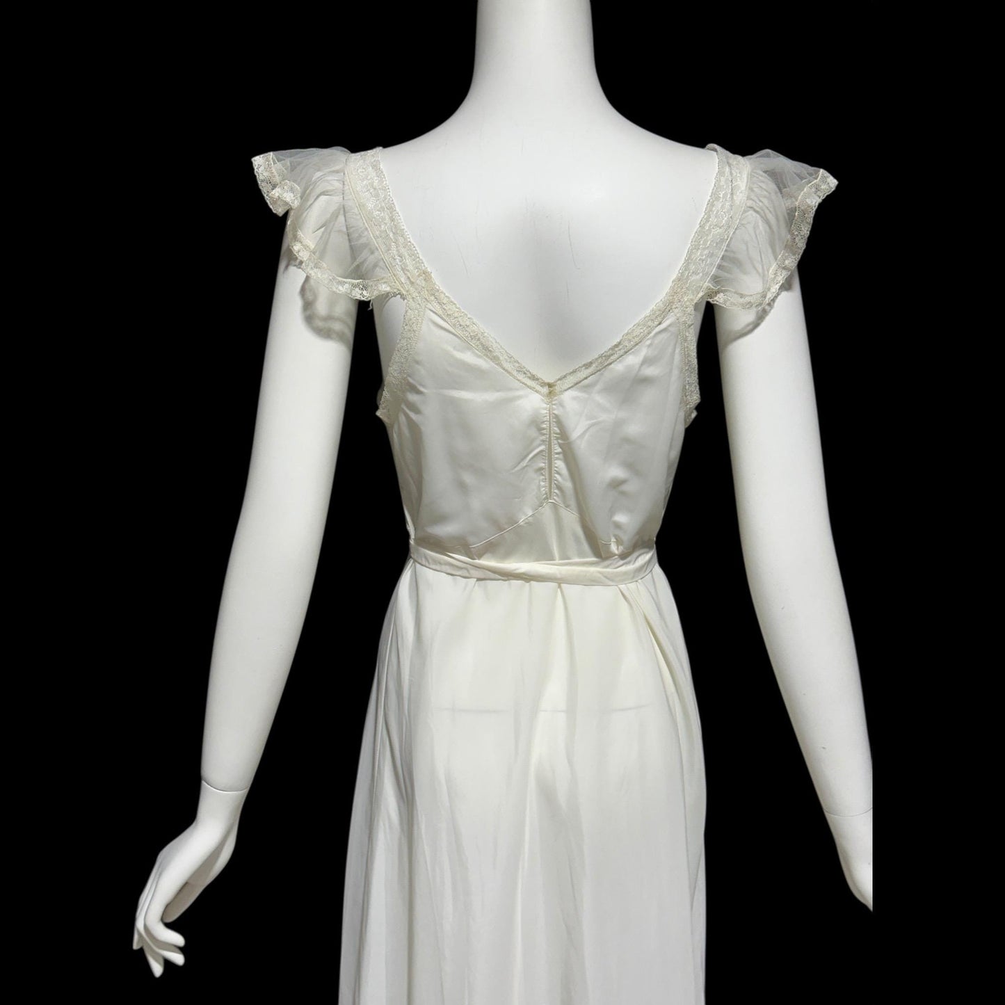 WONDER MAID, vintage 1940s nightgown slip dress, white nylon slip dress