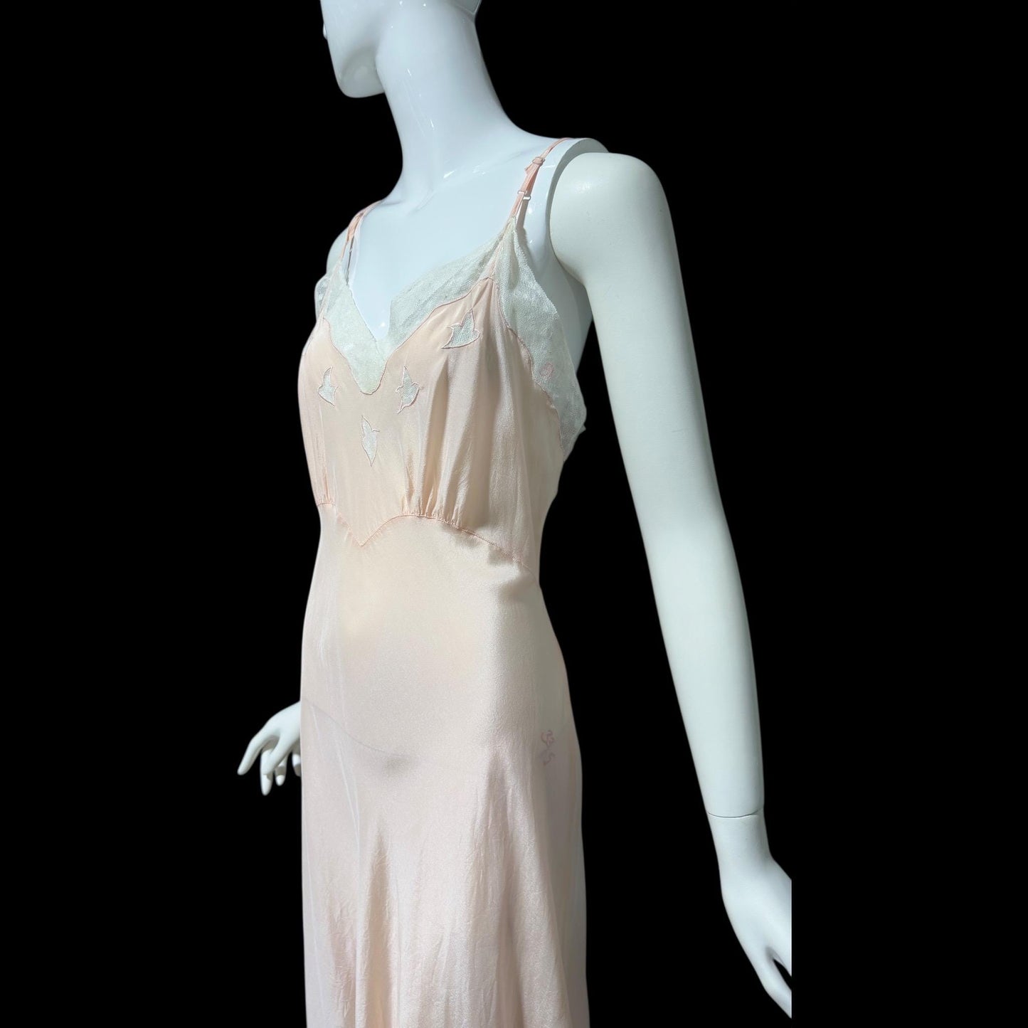 MONDAINE vintage 1930s Nightgown Slip Dress: pink silk night dress lingerie