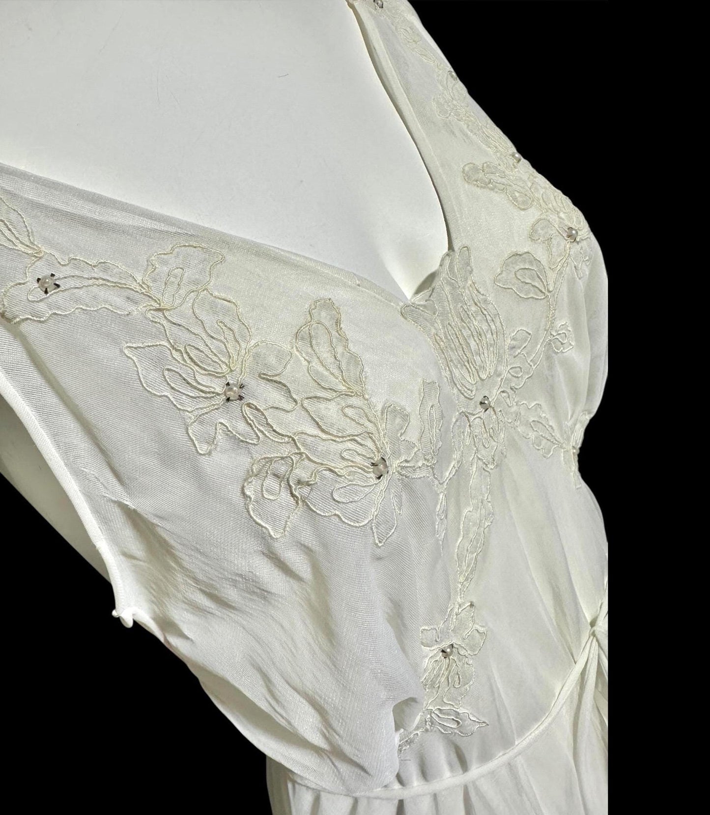 BEAU MONDE vintage 1950s slip dress, Max Schwartz ethereal sheer white double layer chiffon