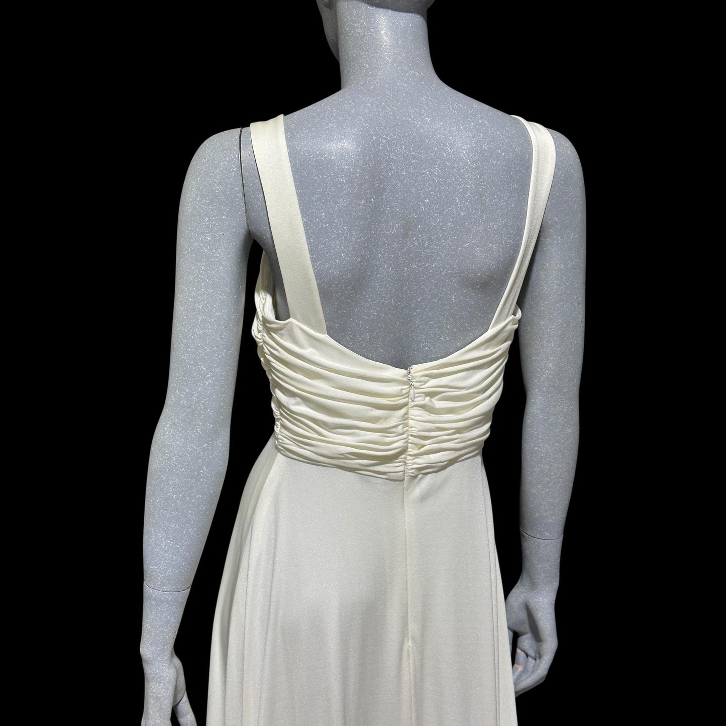 ESTEVEZ Vintage 1970s evening dress gown, white jersey knit Grecian Goddess wedding gown