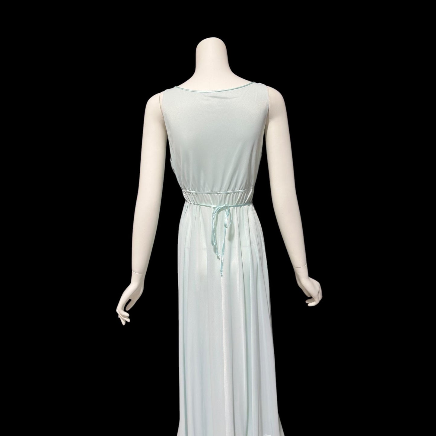 LUCIE ANN BEVERLY Hills, Claire Sandra vintage 1960s nightgown, powder blue jersey knit ruffled hem gown