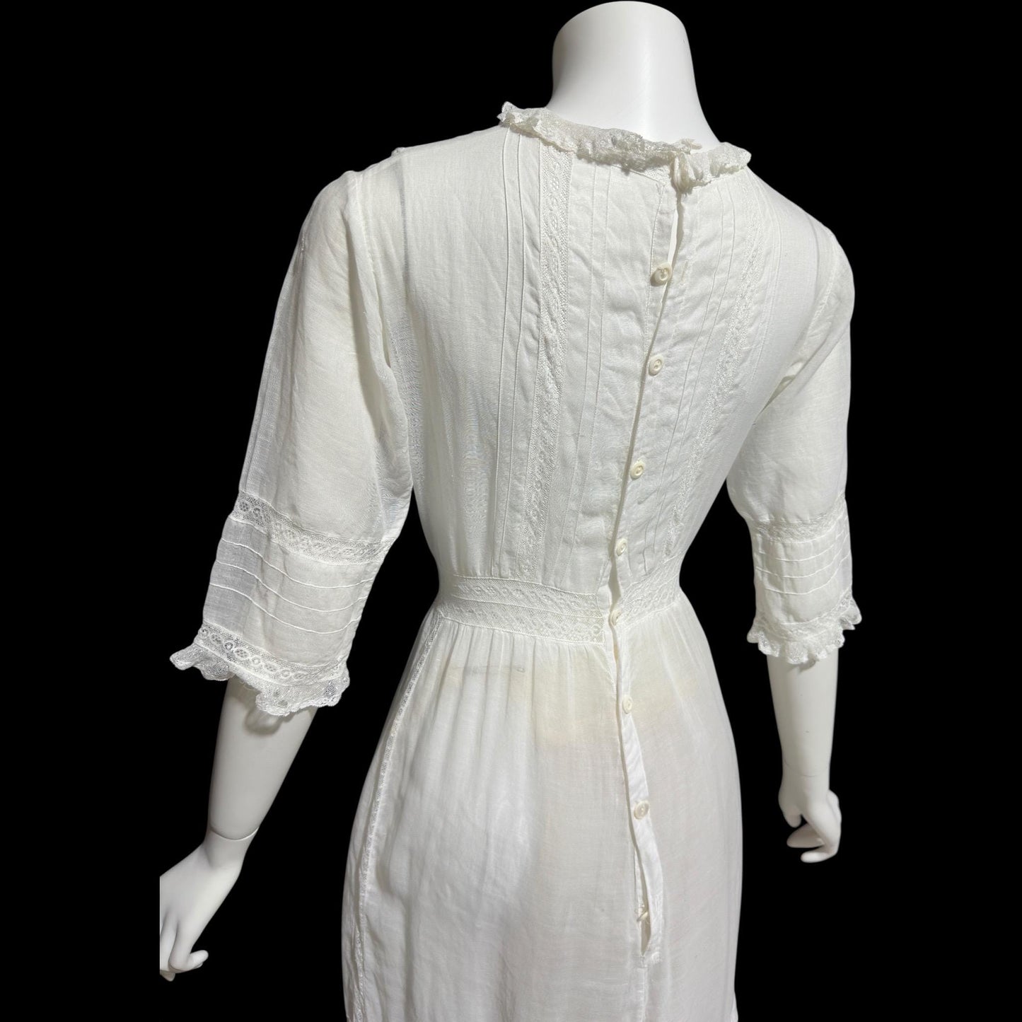 1900s Antique Victorian wedding dress, vintage white batiste cotton gown, Edwardian bride