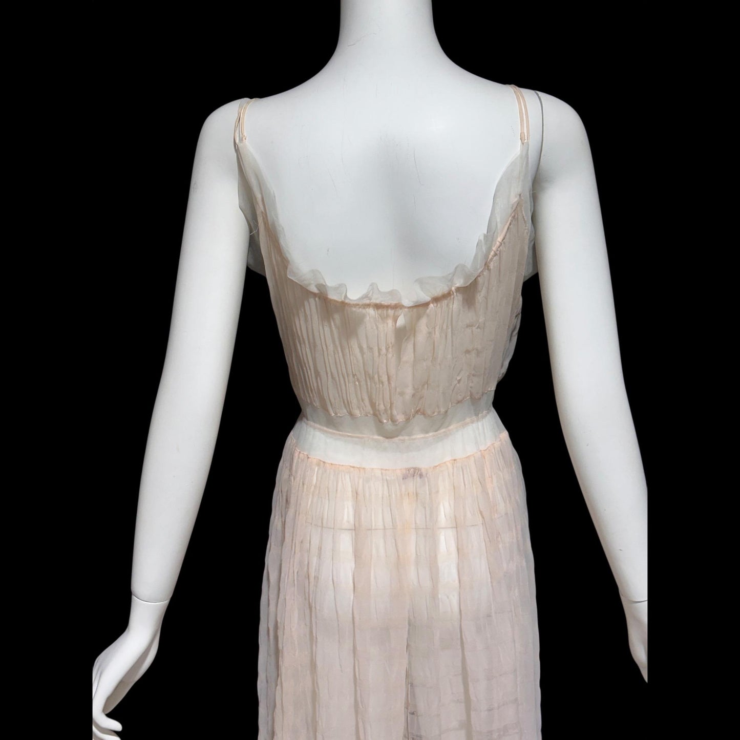 BY IRIS, vintage 1930s Nightgown slip dress, ethereal sheer waffled nylon night dress