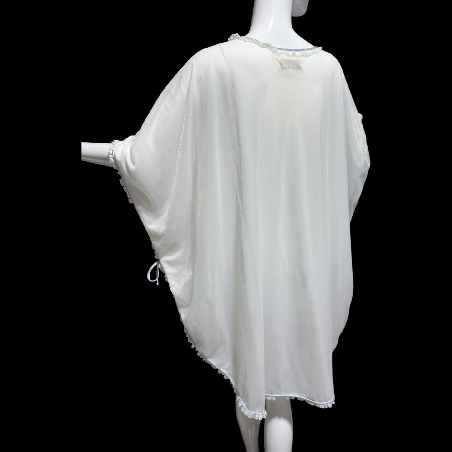 COUTURE INTERNATIONALE Pedro Rodriguez, vintage 1960s caftan robe, sheer double layer chiffon white poncho cape loungewear
