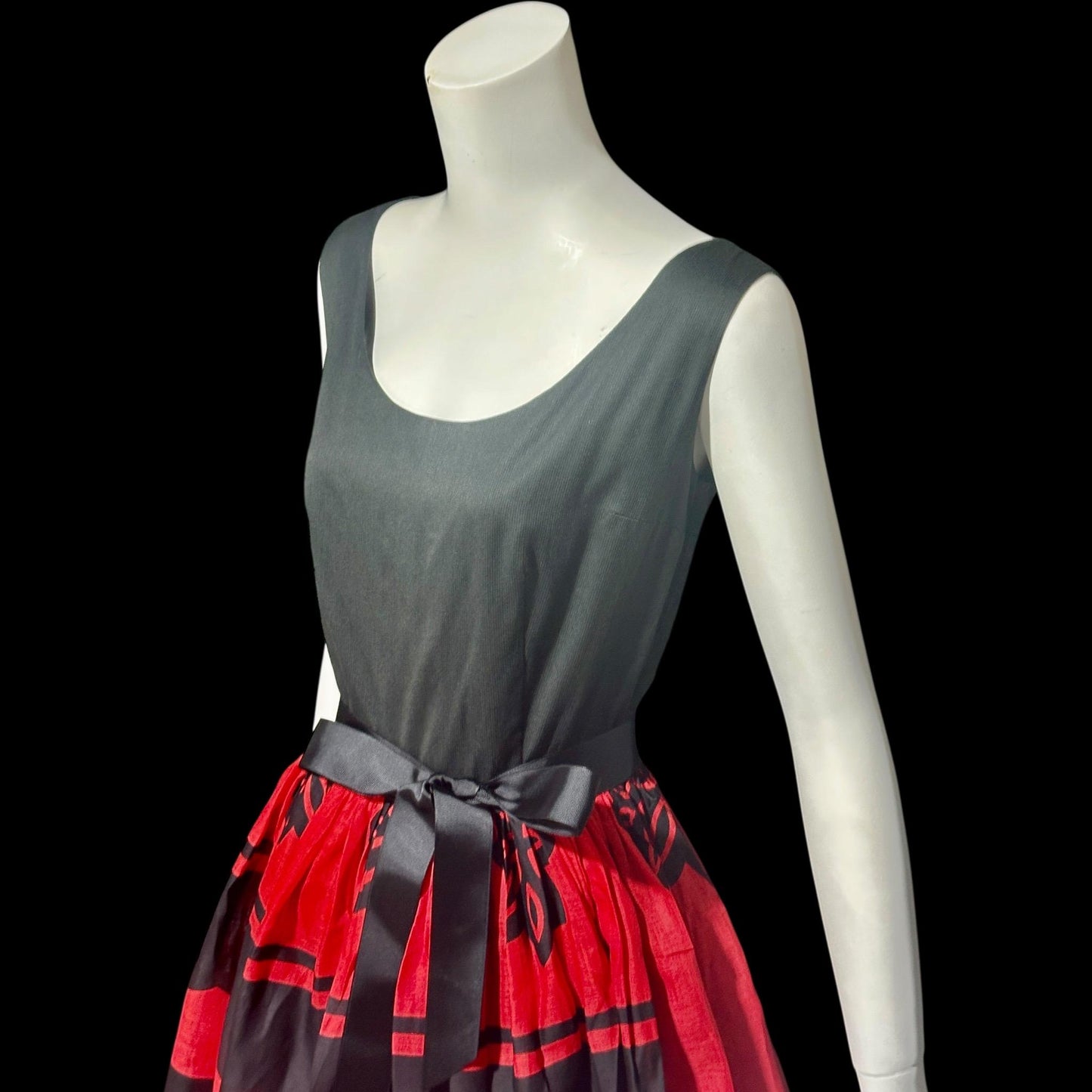 JENNY BELL, vintage 1960s dress, East African Swahili cotton red and black ethnic party sundress