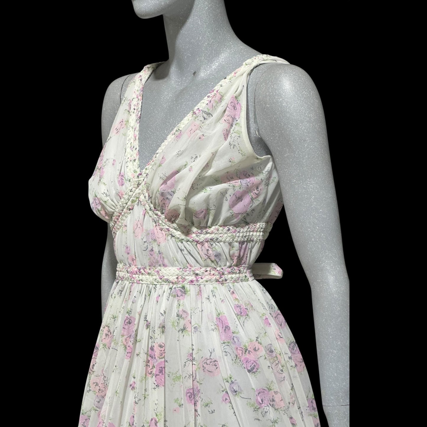 EVE STILLMAN for GRACETTE vintage 1950s Nightgown Slip Dress: floral Grecian Goddess Gown
