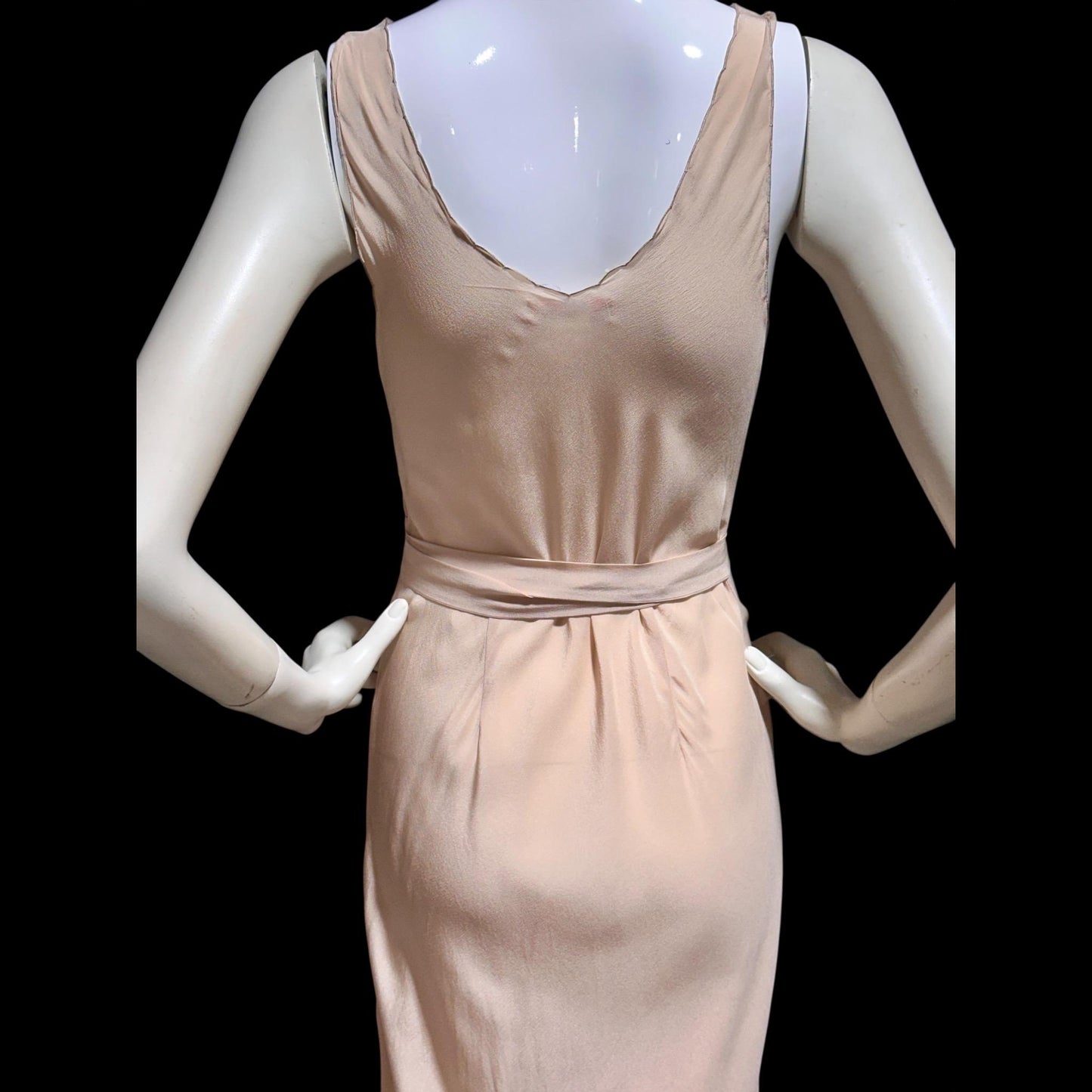 PEONY vintage 1950s Silk Nightgown slip dress, Dusty Pink bias cut hand embroidered gown