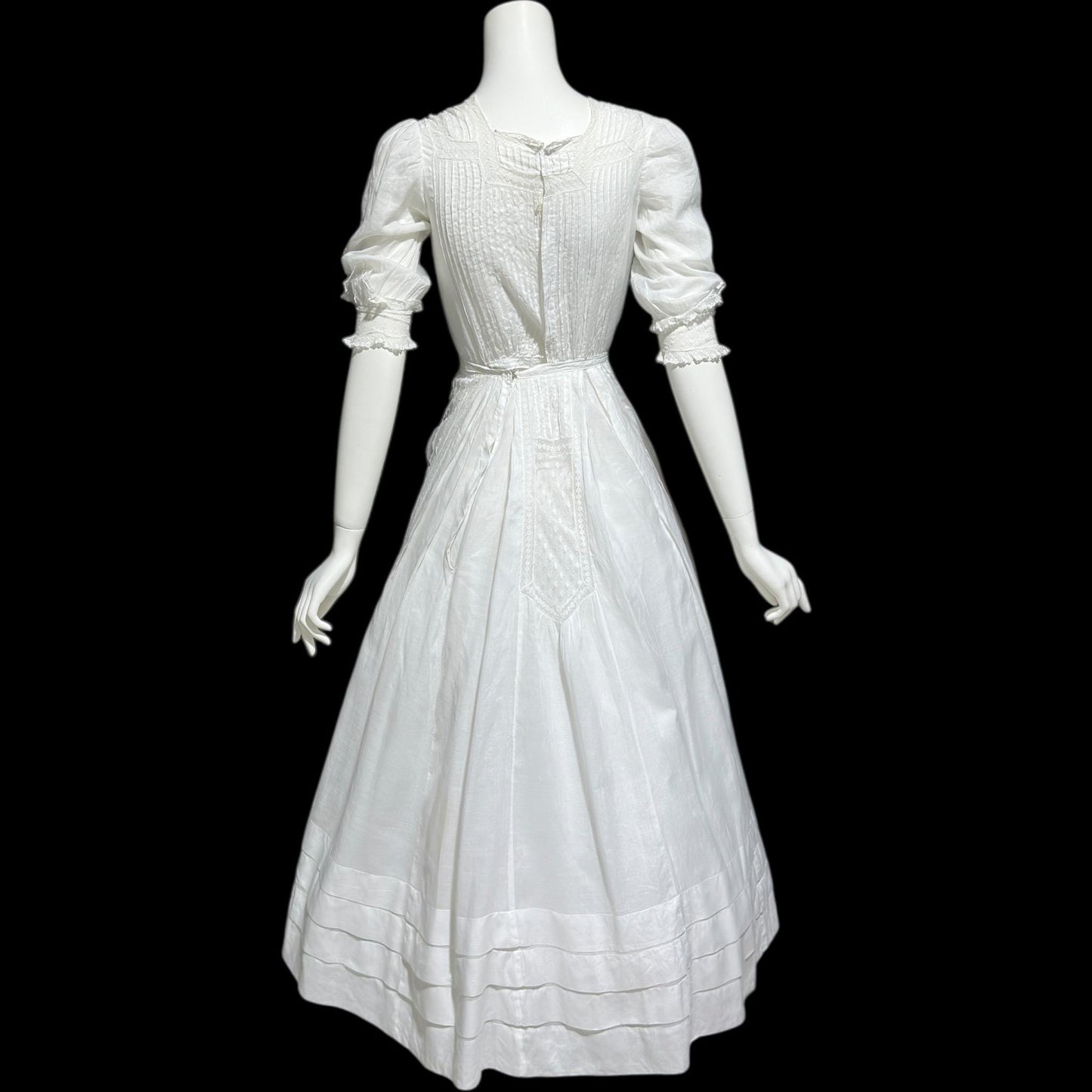 1900s Antique Victorian wedding dress, vintage white batiste cotton gown, Edwardian bride