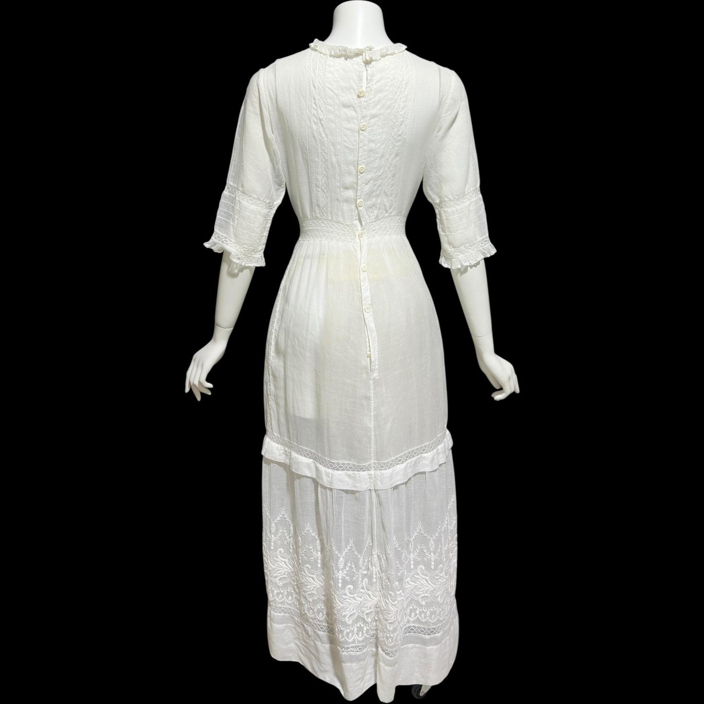 1900s Antique Victorian wedding dress, vintage white batiste cotton gown, Edwardian bride