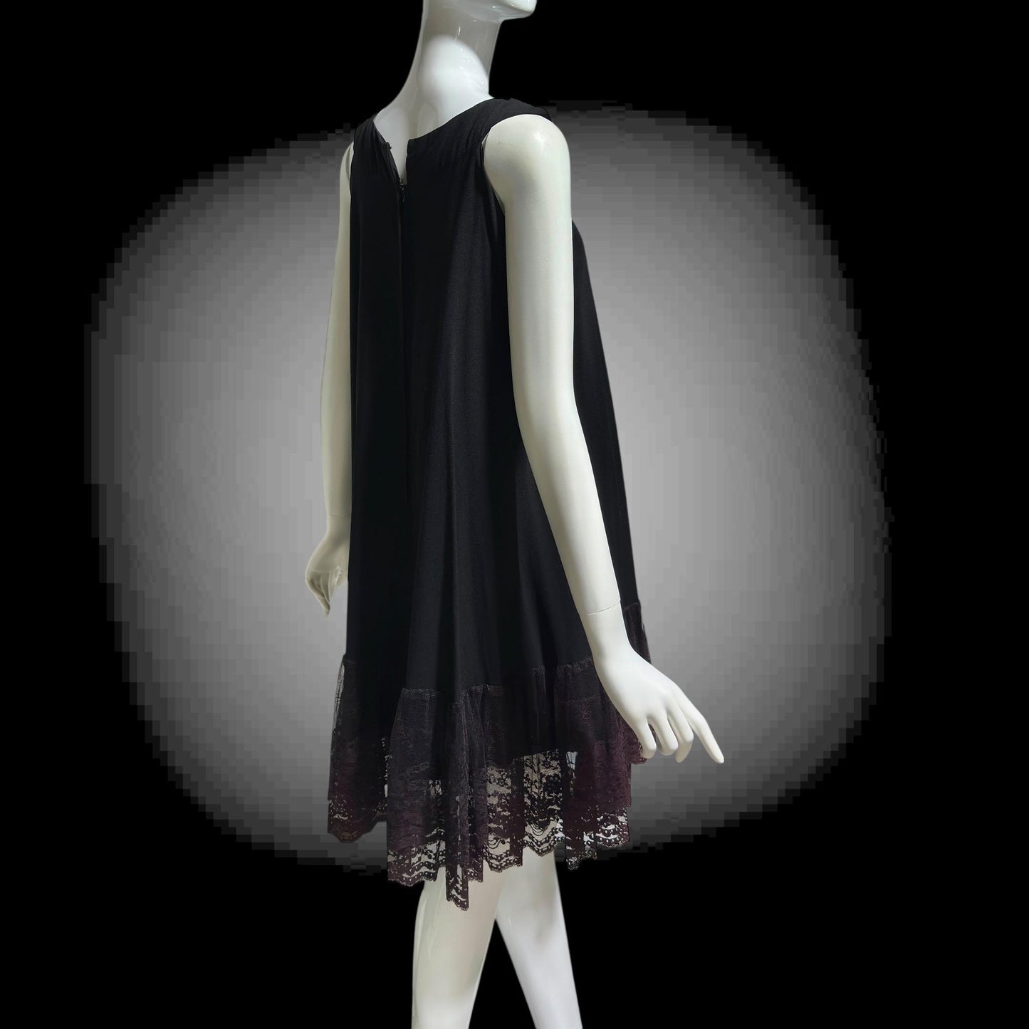 LILLI DIAMOND, vintage 1960s MOD cocktail dress, Black crepe shift trapeze tent party dress
