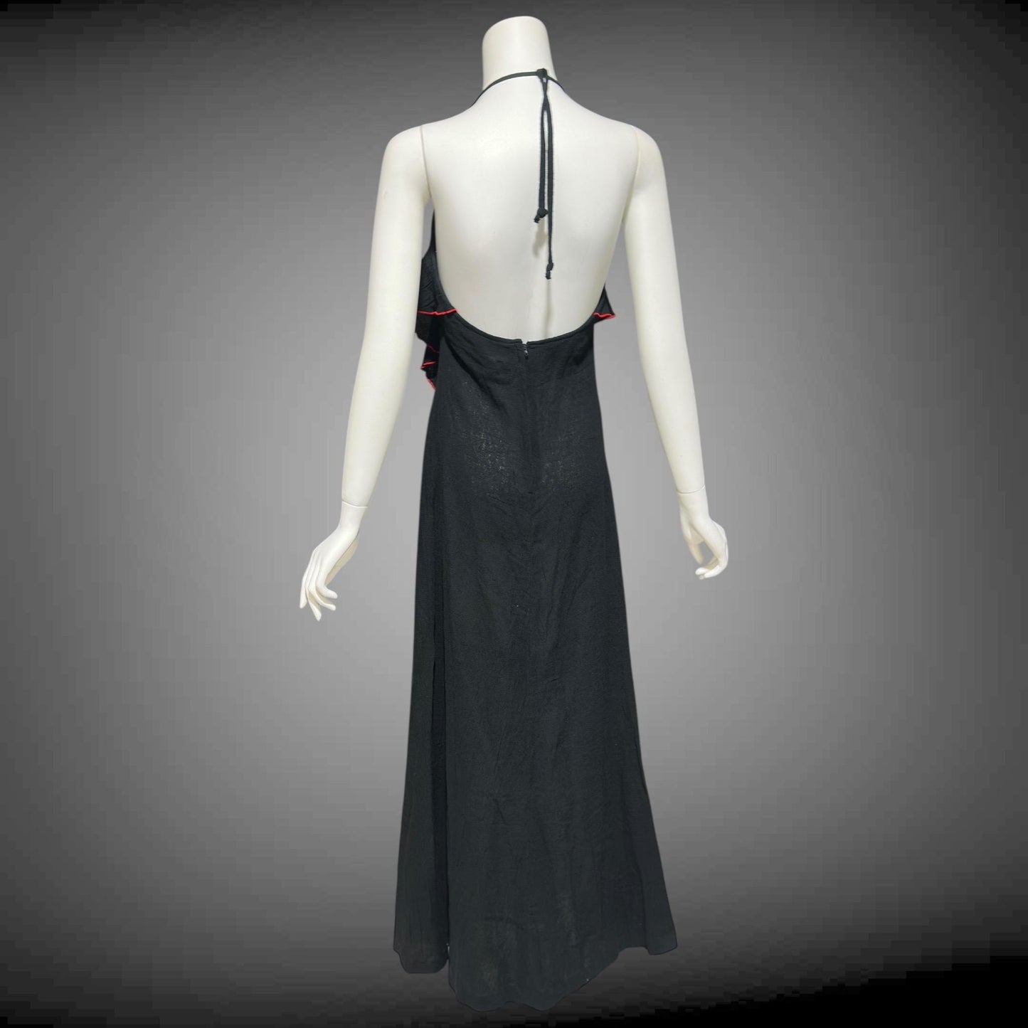 YOUNG EDWARDIAN by ARPEJA, vintage 1970s black crinkle cotton gauze maxi dress