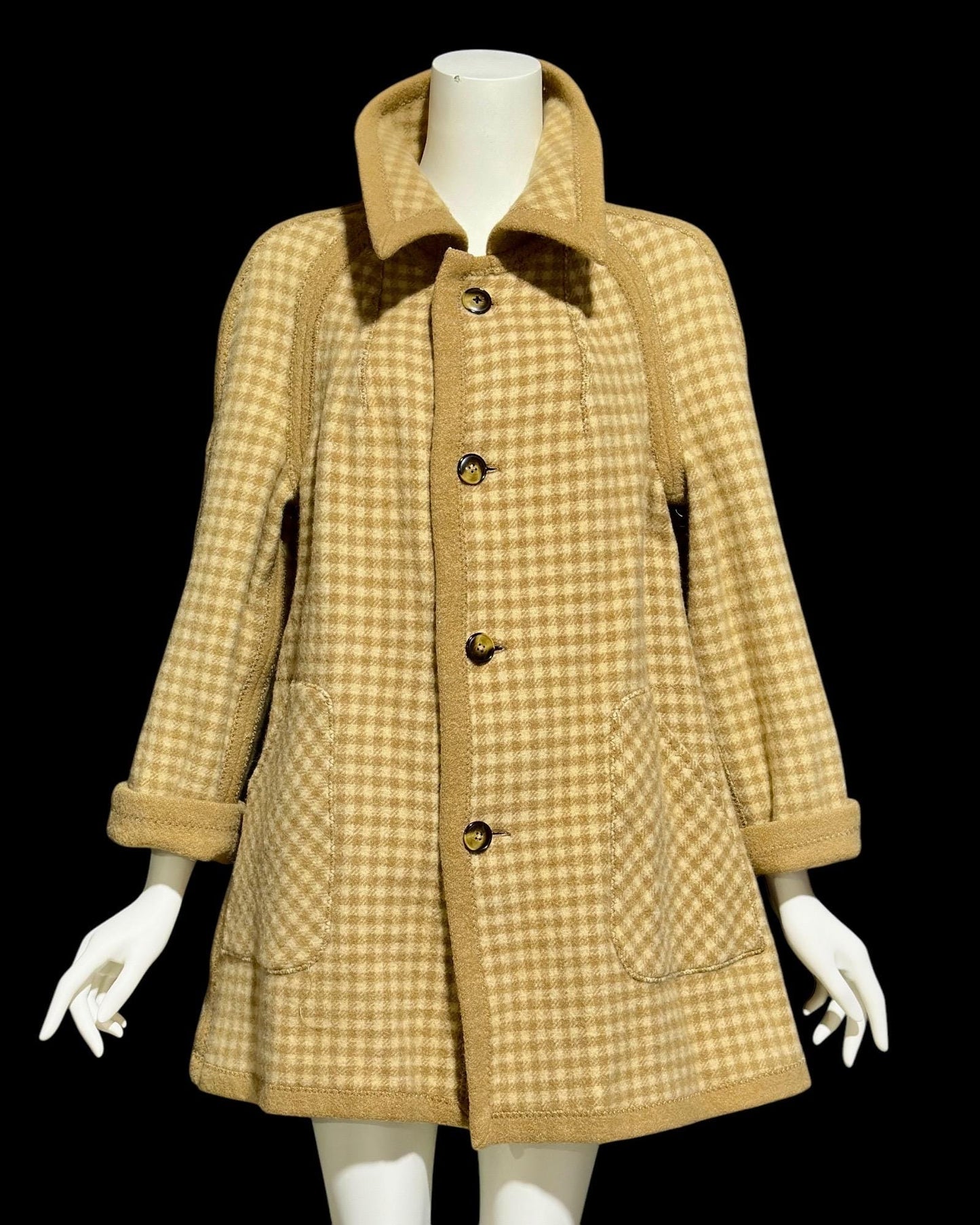 COUNTRY PACER, vintage 1960s Mod swing jacket, reversible double faced wool, button front coat