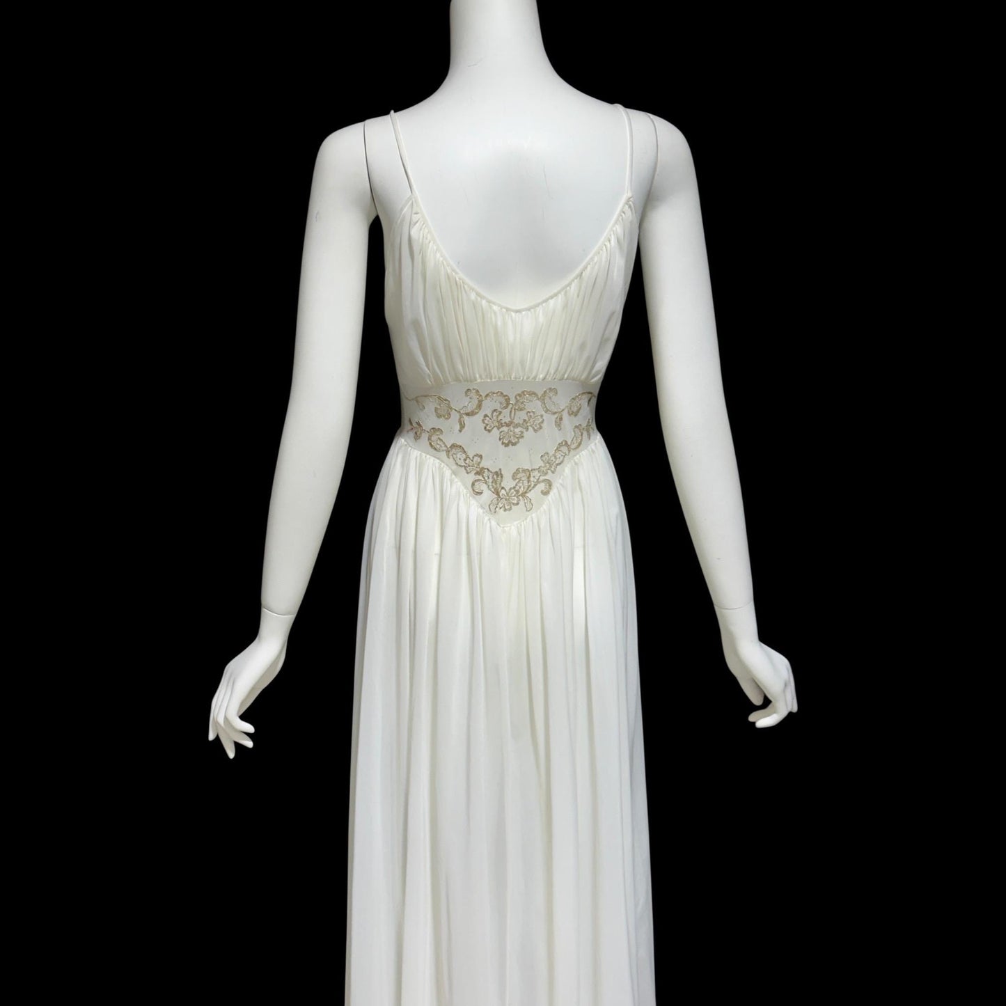ROGERS vintage 1950s nightgown slip dress, ethereal white chiffon full length wedding night gown