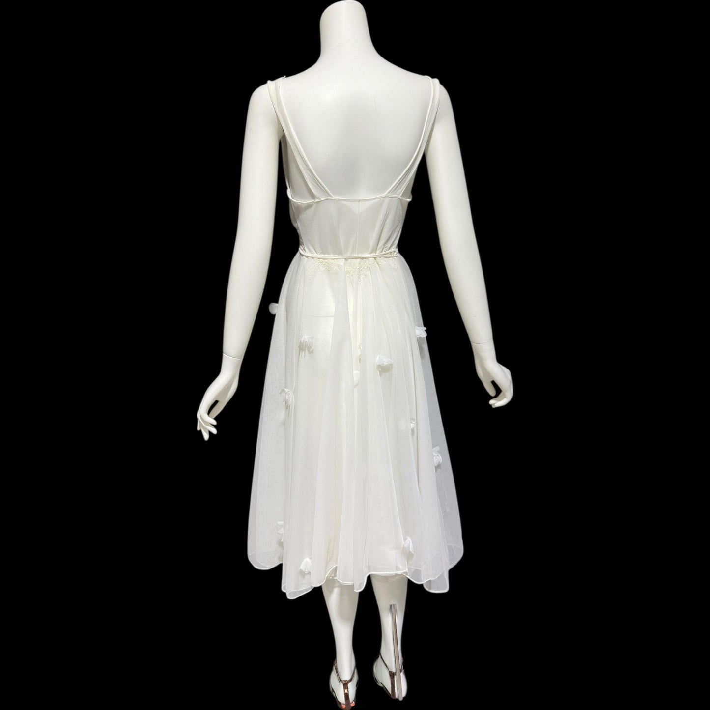 BEAU MONDE vintage 1950s slip dress, Max Schwartz ethereal sheer white double layer chiffon