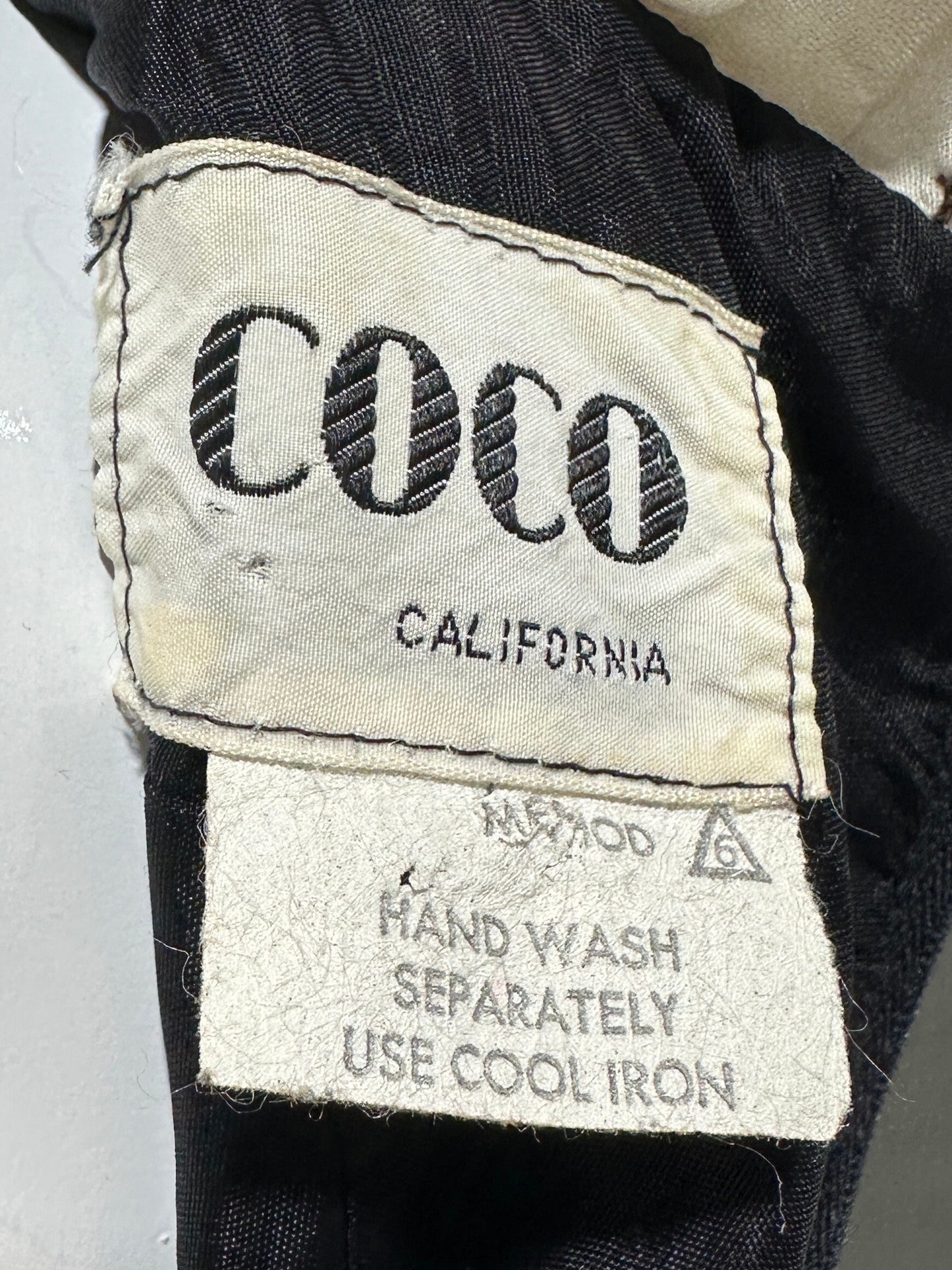 COCO CALIFORNIA, Vintage 1970s maxi dress, Black and White cotton cocktail dress, Ruffled collar
