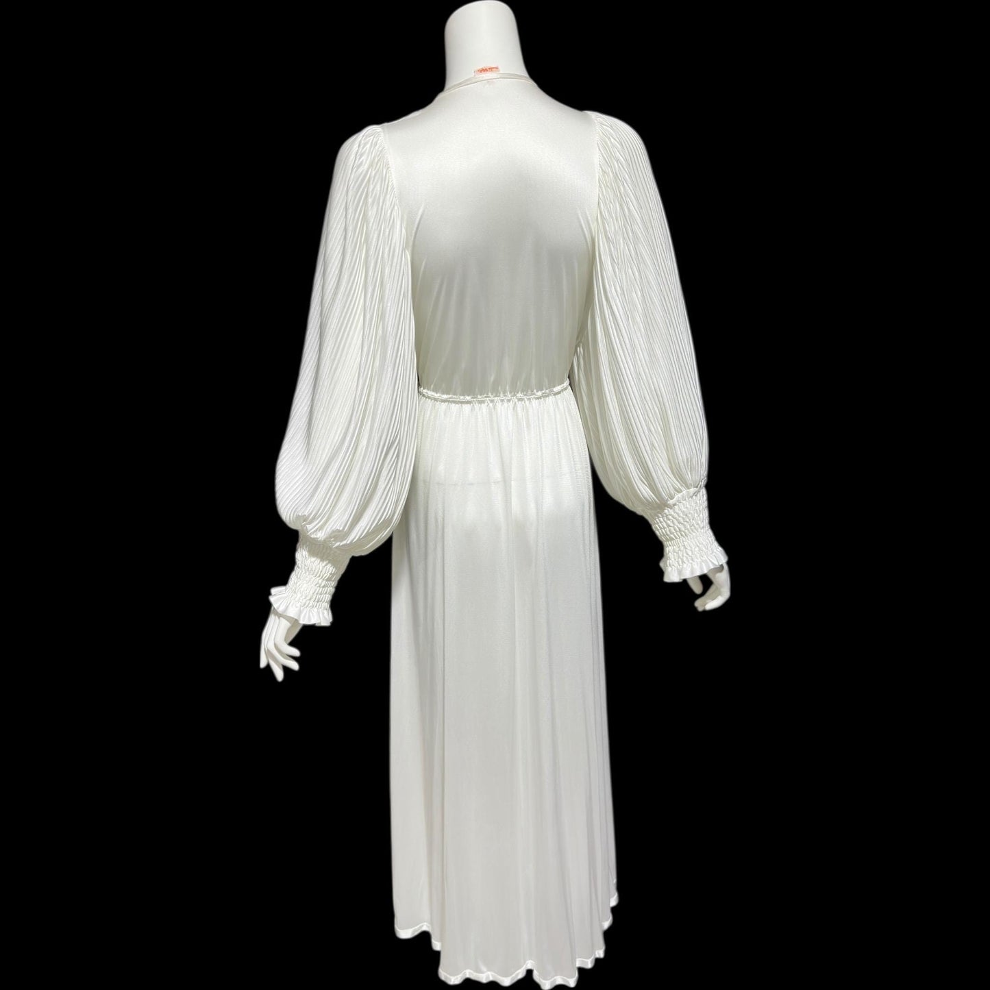 1980s vintage dressing gown robe, Slinky white jersey polyamide wrap front housecoat