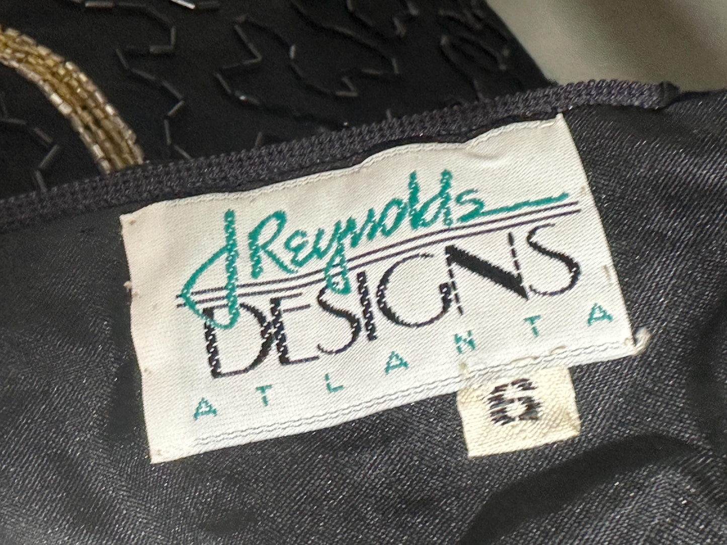 J REYNOLDS DESIGNS, vintage 1990s evening gown, Deadstock Black Beaded Halter Prom slip dress